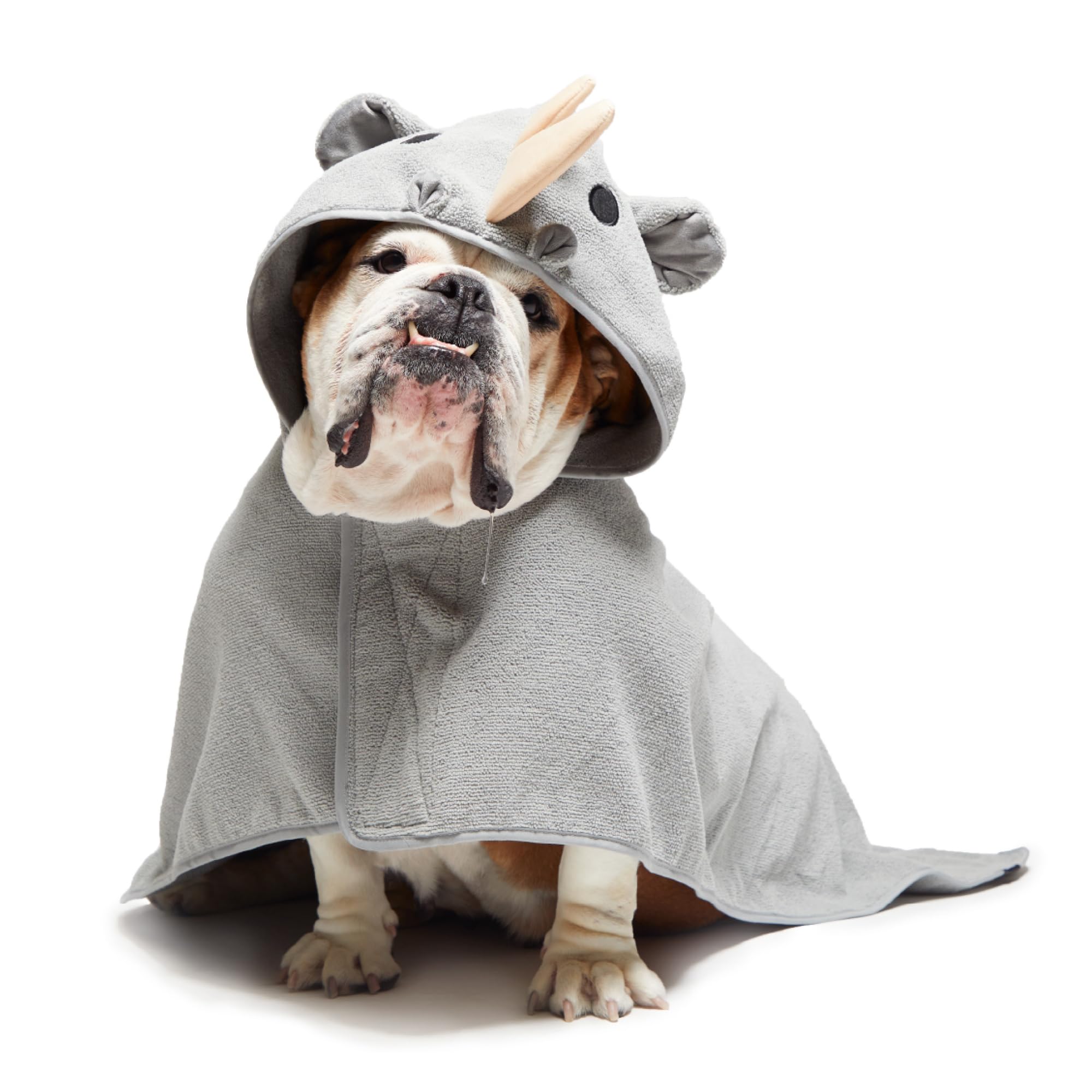 Barkbox Dog Bathrobe Fast Drying with Hook and Loop Closure & Wrap Tie Snuggle, Cute Dogs Clothes, Easy to Clean, Machine Washable, Dog Coats and Tumble Dry Low - Bunny, Medium