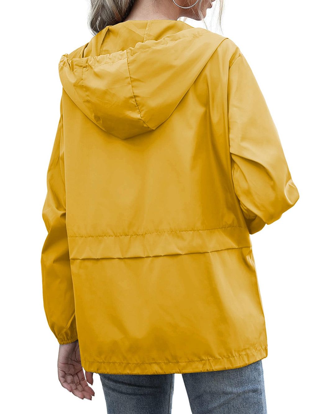 Women's Raincoats Lightweight Waterproof Windproof Adjustable Windbreaker Rain Jackets Hooded with Pockets S-XXL