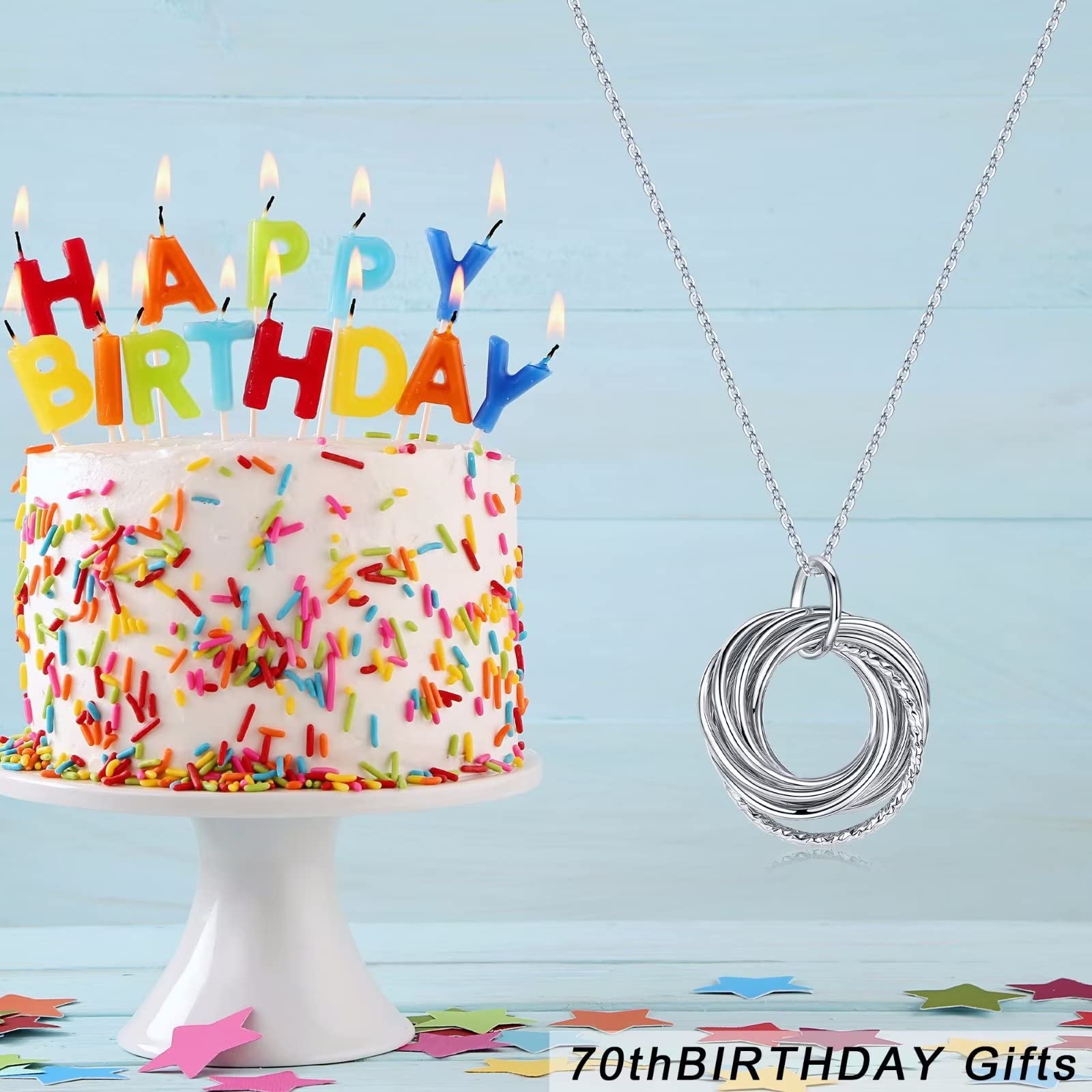 IEFLIFE Birthday Gifts for Women, Sterling Silver Chain Birthday Necklaces, 40th 50th 60th 70th 80th 90th Birthday Necklace, 40 50 60 70 80 90 Years Old Birthday Gifts, 4 5 6 7 8 9 Decade Birthday Jewelry for Women