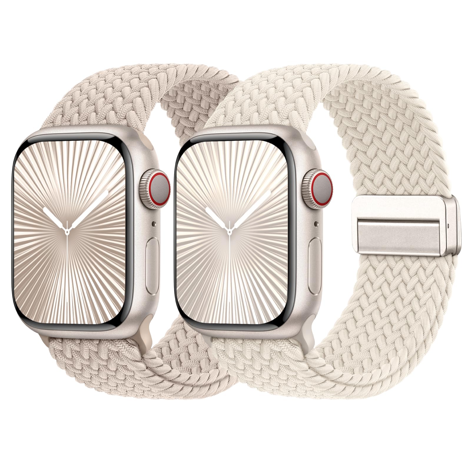 Braided Stretchy Bands with Magnetic Clasp Compatible for Apple Watch Band 38mm 40mm 41mm 42mm 44mm 45mm 46mm 49mm Women Men, Nylon Sport Solo Loop for iWatch Series 11 10 9 8 7 6 5 4 3 Ultra 3 2 1 SE