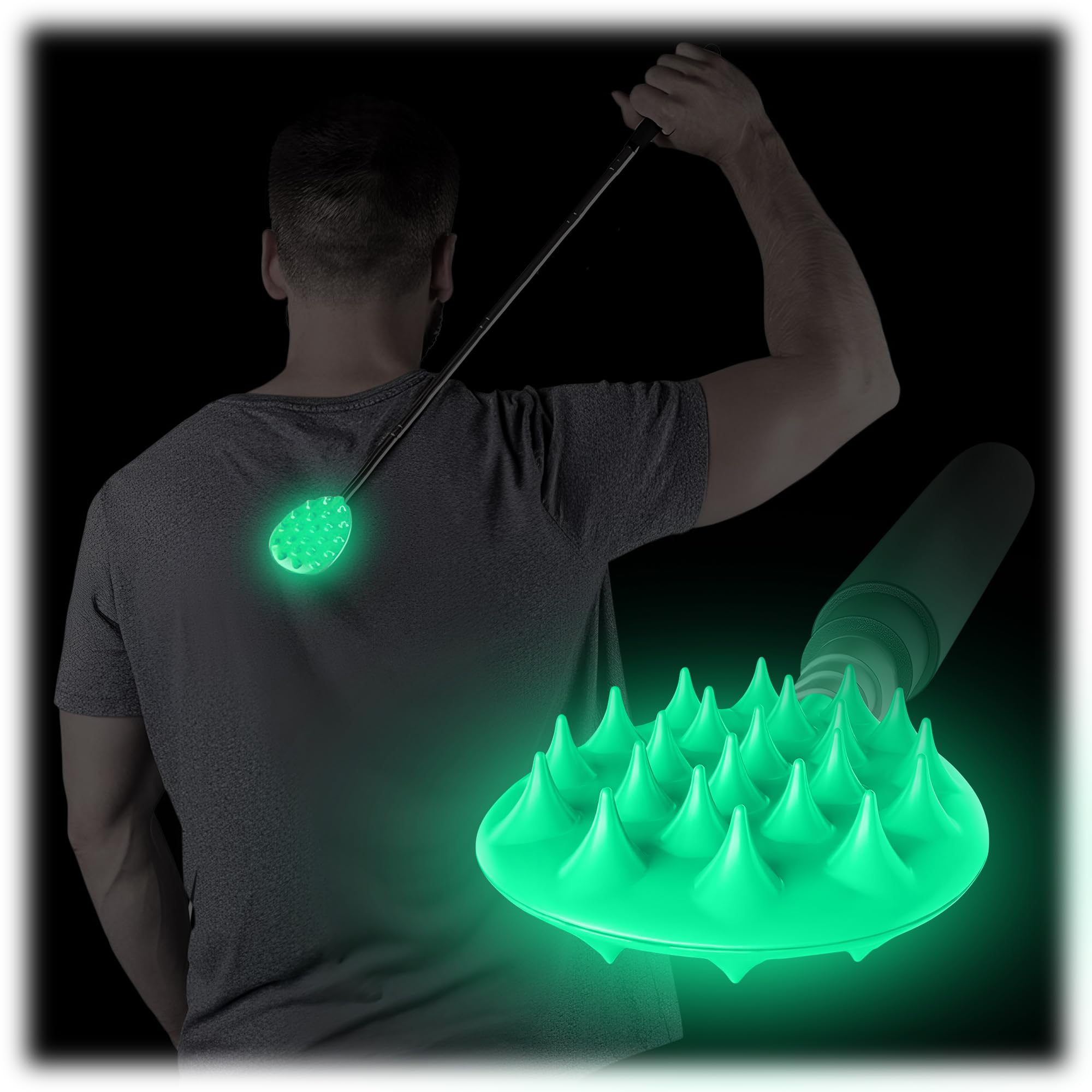 Cactus Scratcher Extendable Big Stick Back Scratcher - Extends 29" Long Double Sided Retractable Scratching Tool for Hand, Neck, Head, and Body - Universal Gift for Family, Pets, and Friends, Glow