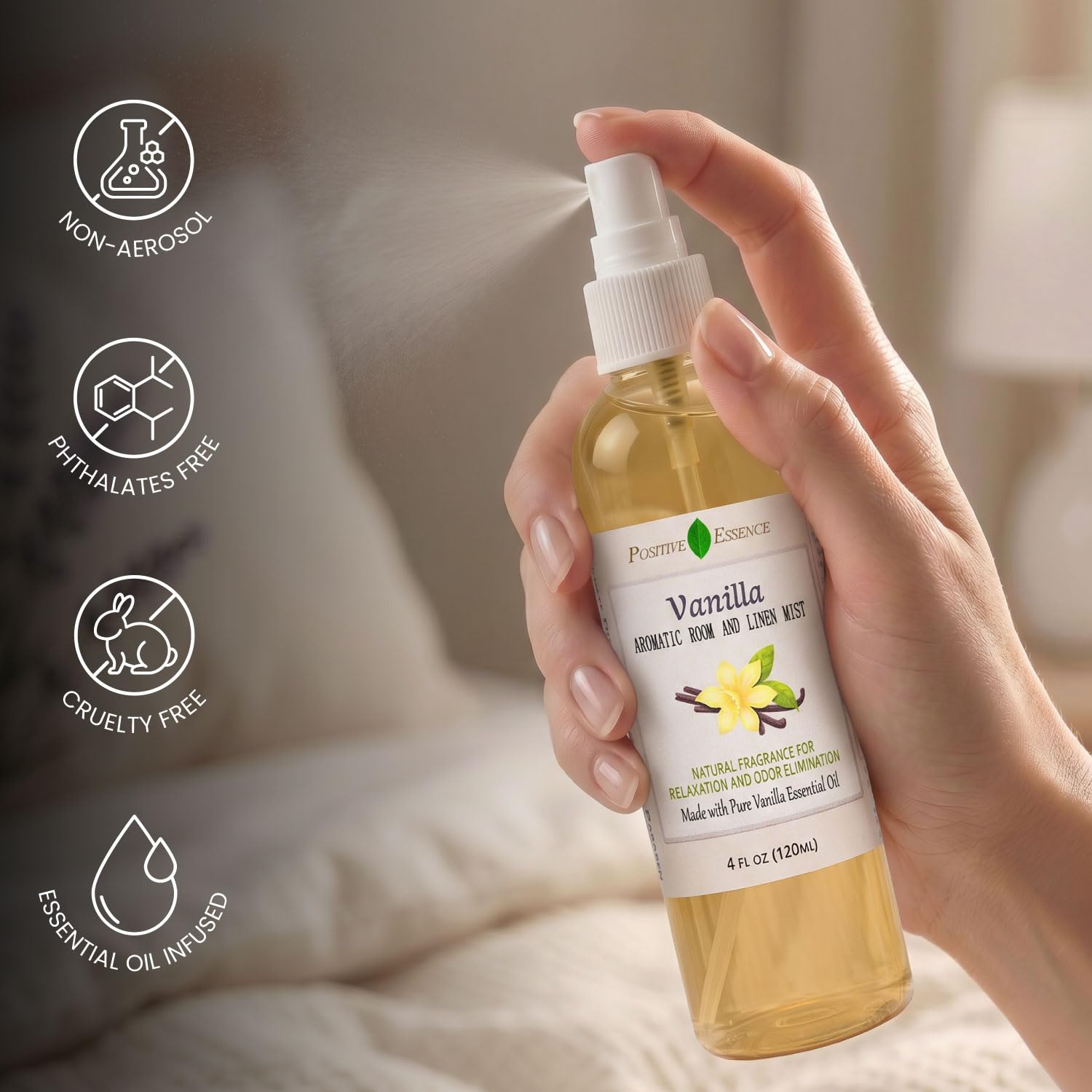 Linen and Room Spray Gift Set, (Lavender, Lemongrass, Rose, & Peppermint), Natural Air Freshener Made with Pure Essential Oils & Minimal Ingredients, Perfect Bathroom Spray or Room Mist, 4-Pack