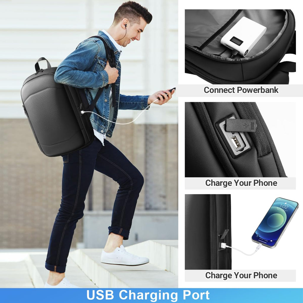hk Business Backpack for Men 15.6 Inch,Slim & Expandable Waterproof Travel Laptop Backpack, Anti-Theft Lightweight Work Computer Bag, College Laptop Backpacks Gifts for Men Women-Black