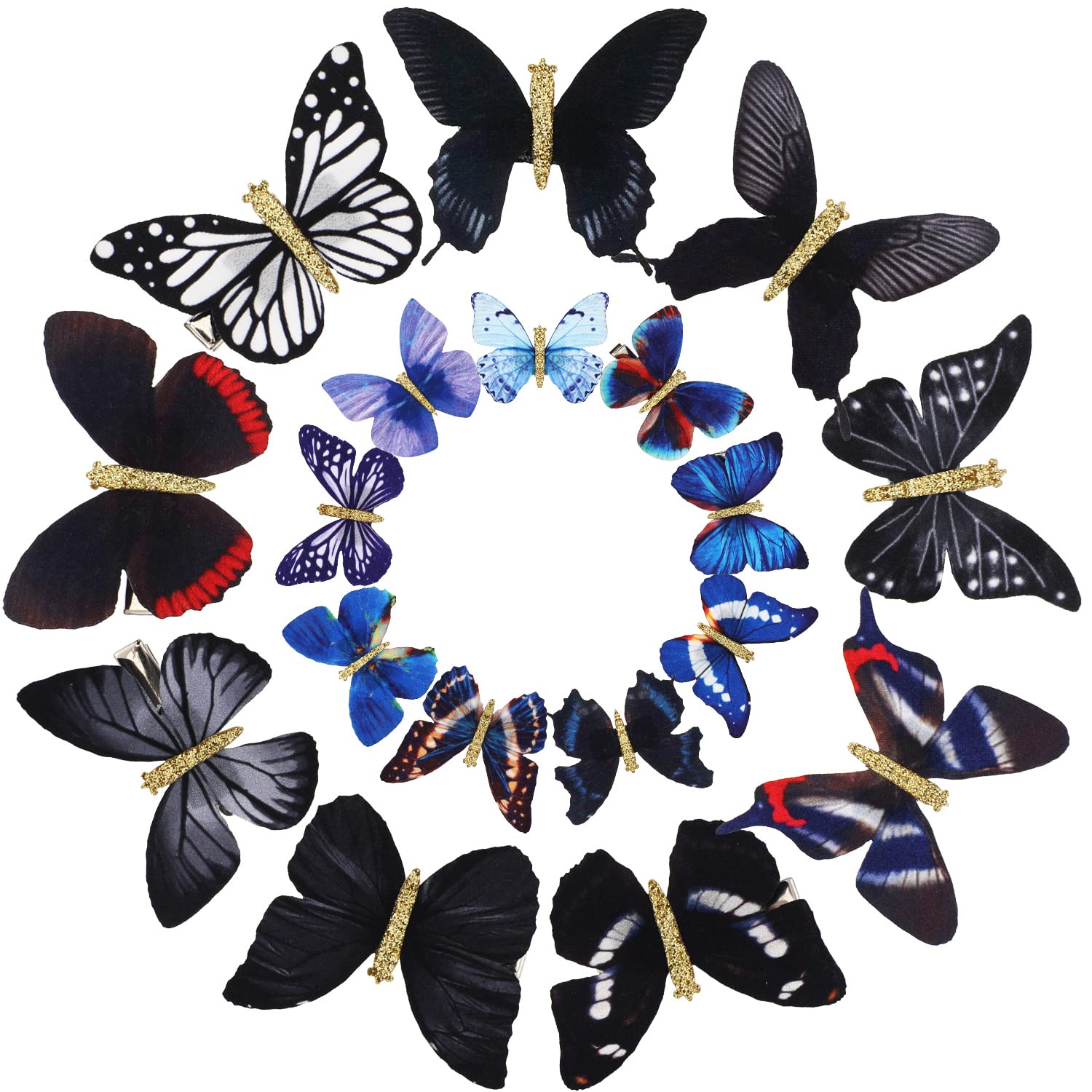 Boao 18 Pieces Glitter Butterfly Hair Clips for Girls Teens Women Hair Accessories (Bright Style)