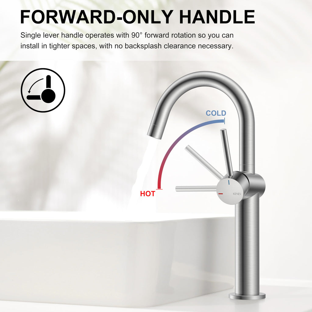 KENES Black and Gold Single Handle Bathroom Sink Faucet, Modern Prep Wet Bar Sink Faucet with Drain Assembly & Deck Plate, Vanity Faucets for Farmhouse RV Camper Utility, KE-9005B-BG