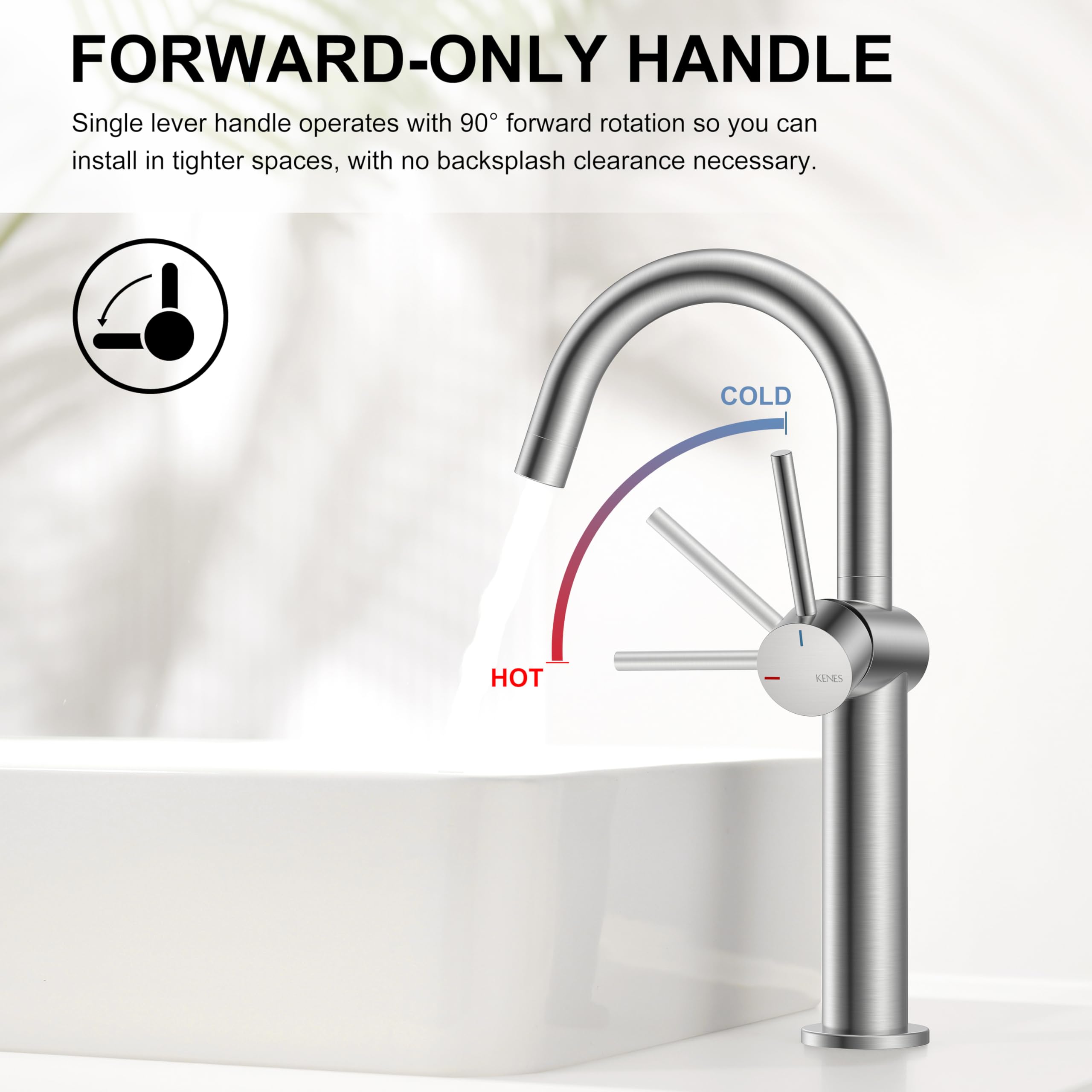 KENES Black and Gold Single Handle Bathroom Sink Faucet, Modern Prep Wet Bar Sink Faucet with Drain Assembly & Deck Plate, Vanity Faucets for Farmhouse RV Camper Utility, KE-9005B-BG