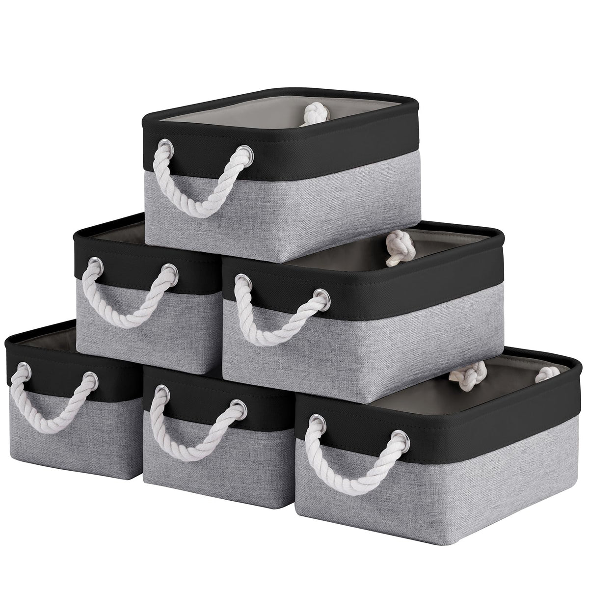 Storage Baskets for Shelves 11.8x7.9x5.2 Inch, Foldable Fabric Storage Bins with Handles, Small Storage Baskets for Organizing Closet, Office, Home Organization (1-Pack, Gray)