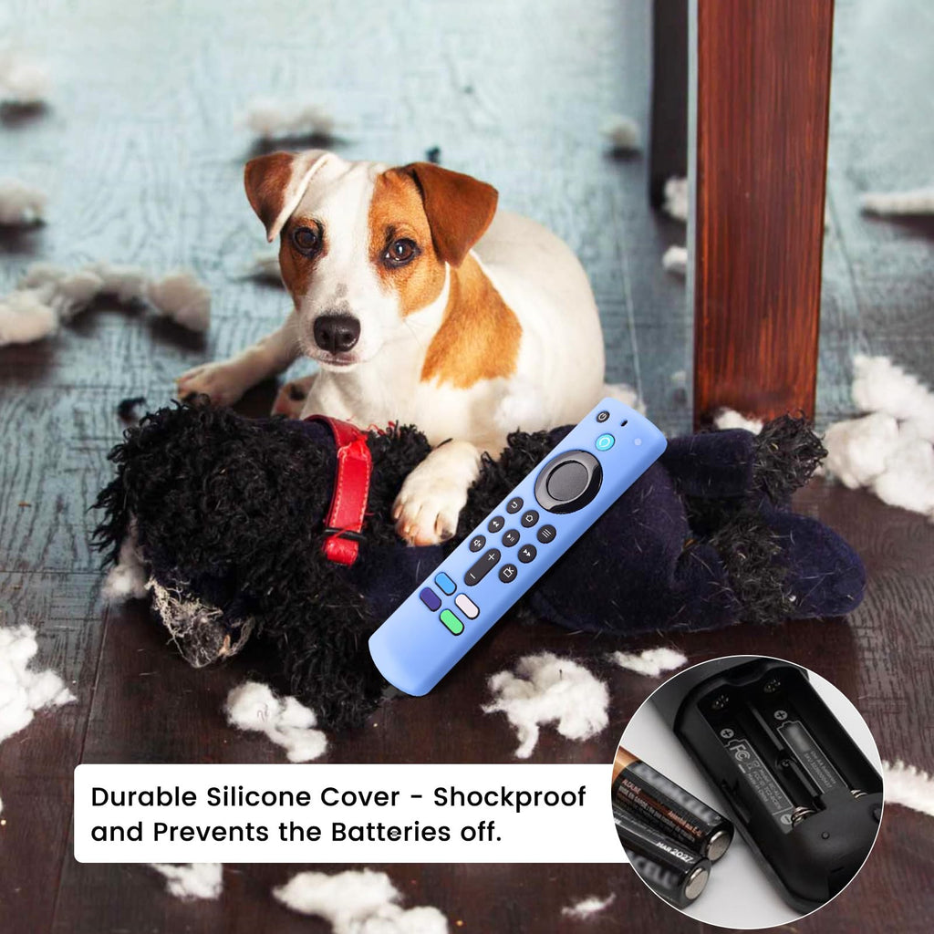 2-Pack Glowing Remote Cover, Silicone Protective Case with Lanyard, Glow Blue and Glow Purple, Compatible with Smart TV Remote Controller