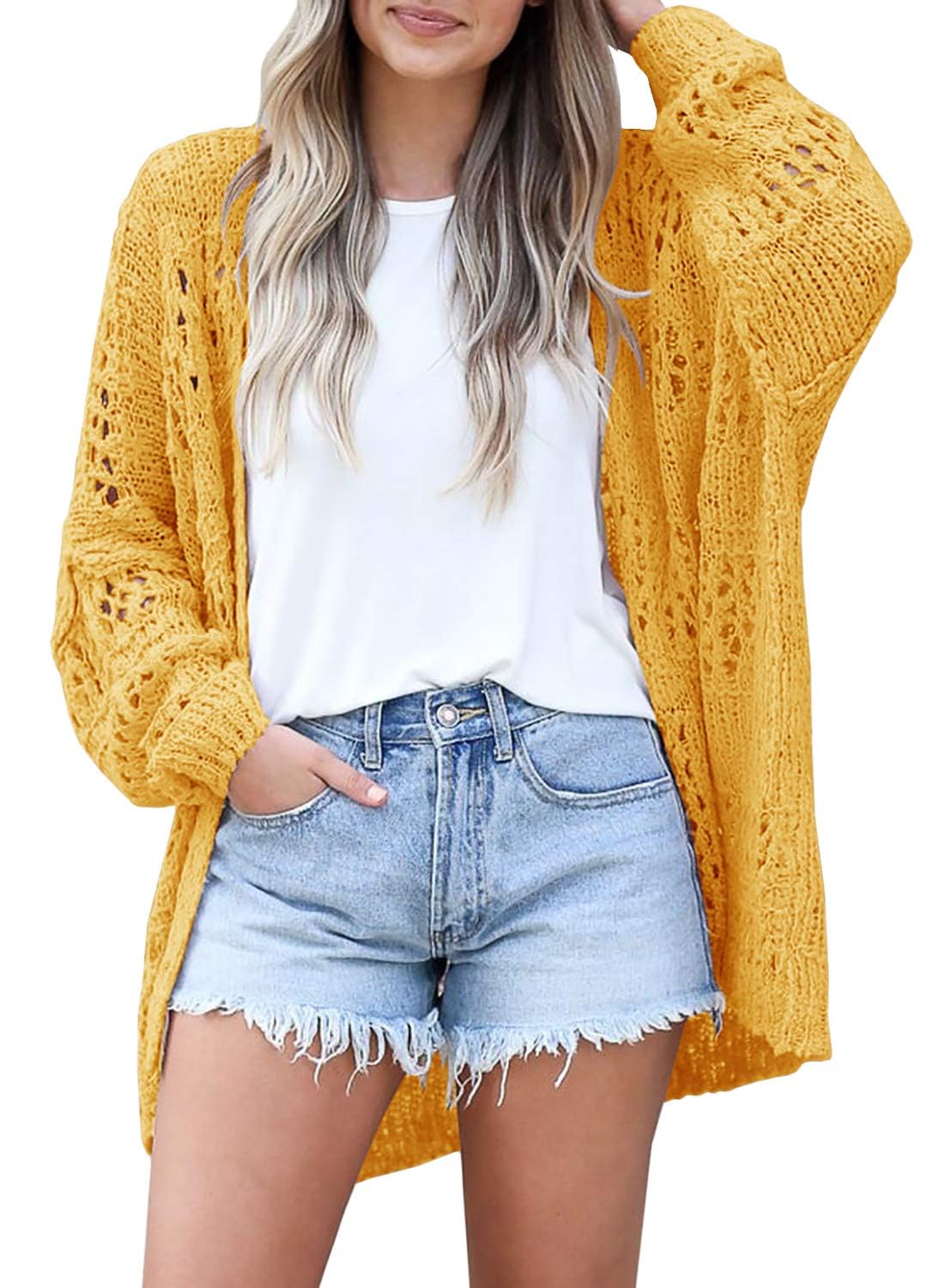 GRECERELLE Summer Crochet Cardigan Sweaters for Women | Lightweight, Open Front, Oversized, Boho Knit, Openwork, kimono Cover Up