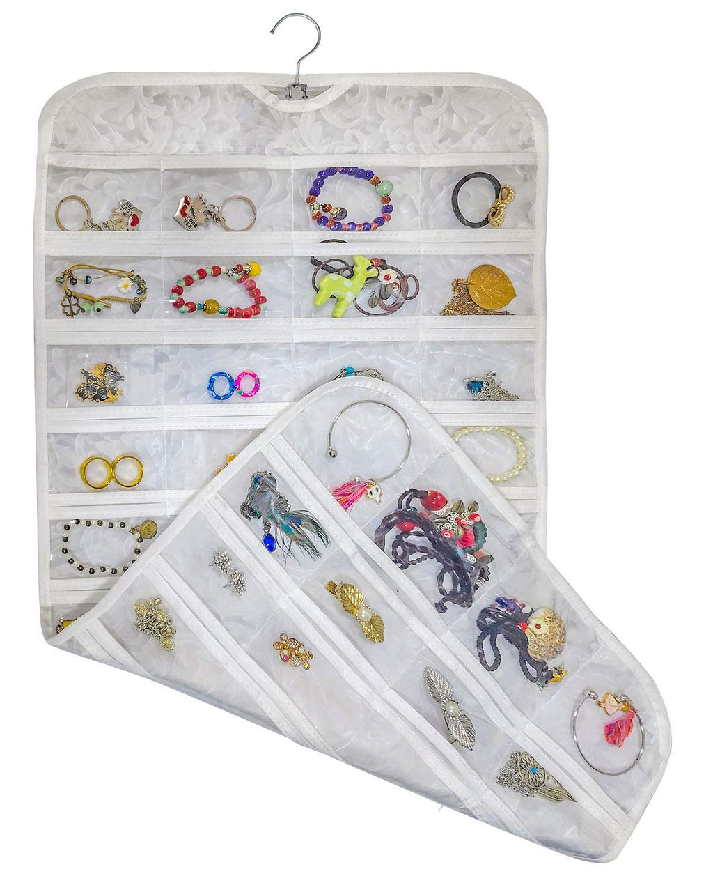 BB Brotrade Hanging Jewelry Organizer,Accessories Organizer,80 Pocket Organizer for Holding Jewelries（Beige）