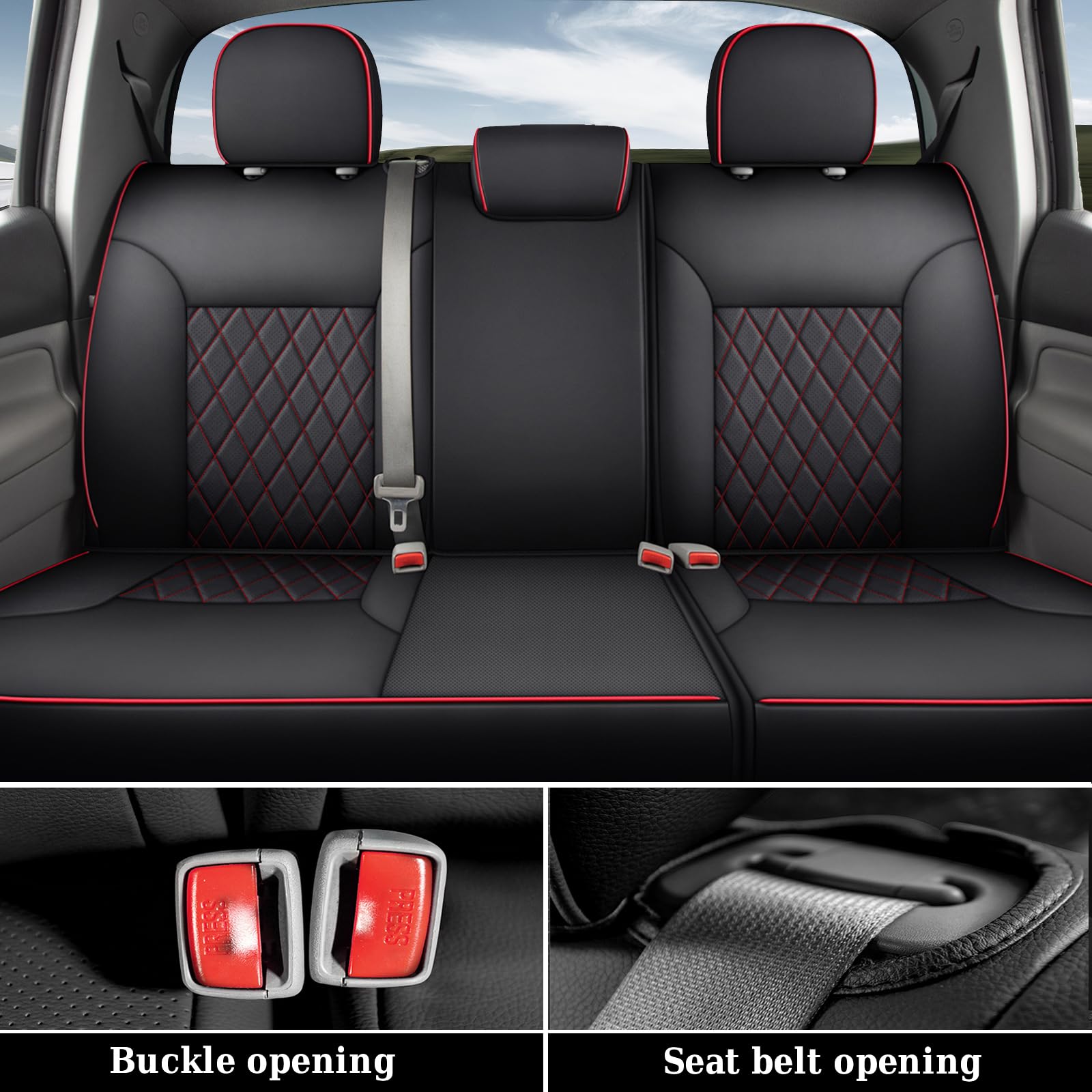 Coverado Tacoma Seat Covers, Car Seat Covers Front Seats, Leather Seat Covers for Cars Car Seat Protector Cushion Tacoma Accessories Custom Fit 2005-2023 Toyota Tacoma Double/Crew Cab(Black)