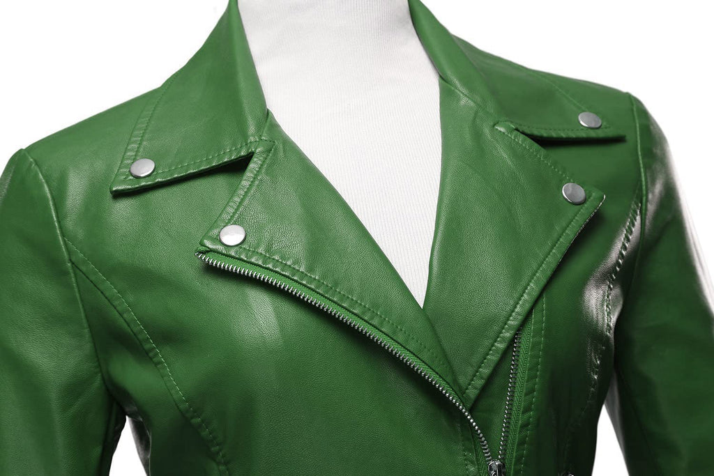 Tanming Women's Faux Leather Moto Biker Short Coat Jacket
