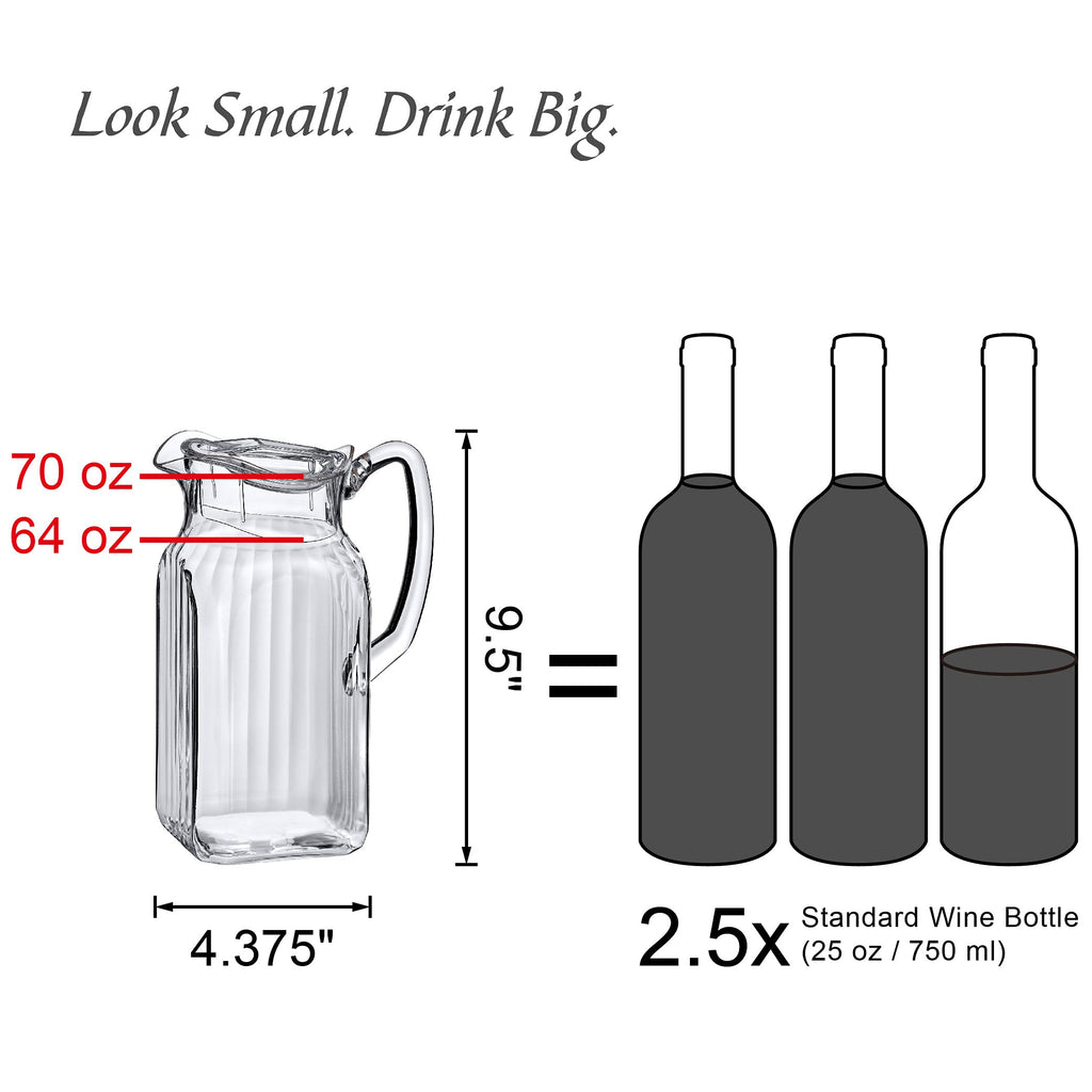 Amazing Abby - Bubbly Whirly - Plastic Pitcher (64 oz, 2 Quart), Clear Water Pitcher with Lid, Fridge Jug, BPA-Free, Shatter-Proof, Great for Iced Tea, Sangria, Lemonade, Juice, Milk, and More