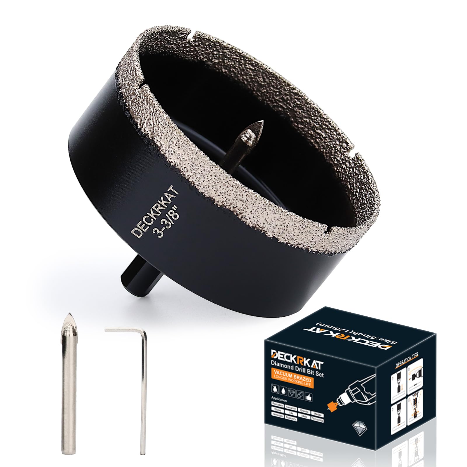 1 Inch Diamond Hole-Saw Bits with Pilot Drill Bit - 2pc 1" Diamond Tipped Tile Hole Saws with Guiding Bit Accurate Drilling for Porcelain Tile Ceramic Pottery Granite Stone Glass Bottles 25mm
