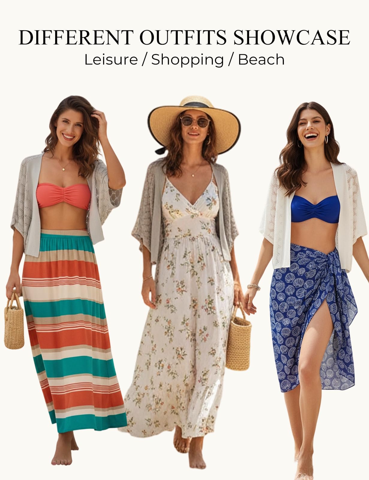 GRACE KARIN Summer Cropped Cardigan for Women 2026 Batwing Sleeve Crochet Bolero Shrug Sweaters Lightweight Beach Boho Kimono