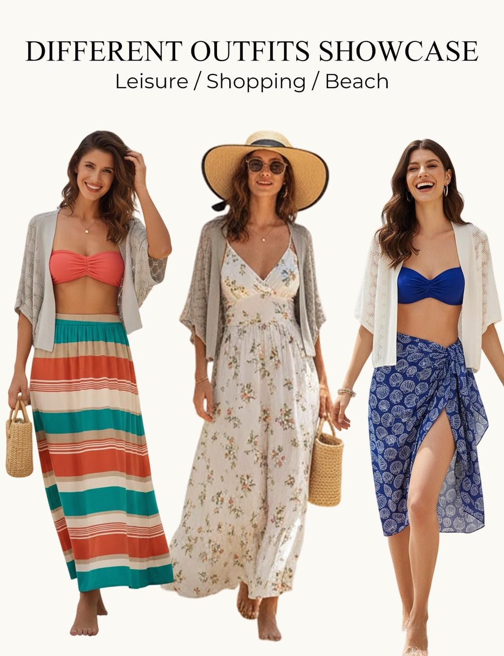 GRACE KARIN Summer Cropped Cardigan for Women 2026 Batwing Sleeve Crochet Bolero Shrug Sweaters Lightweight Beach Boho Kimono