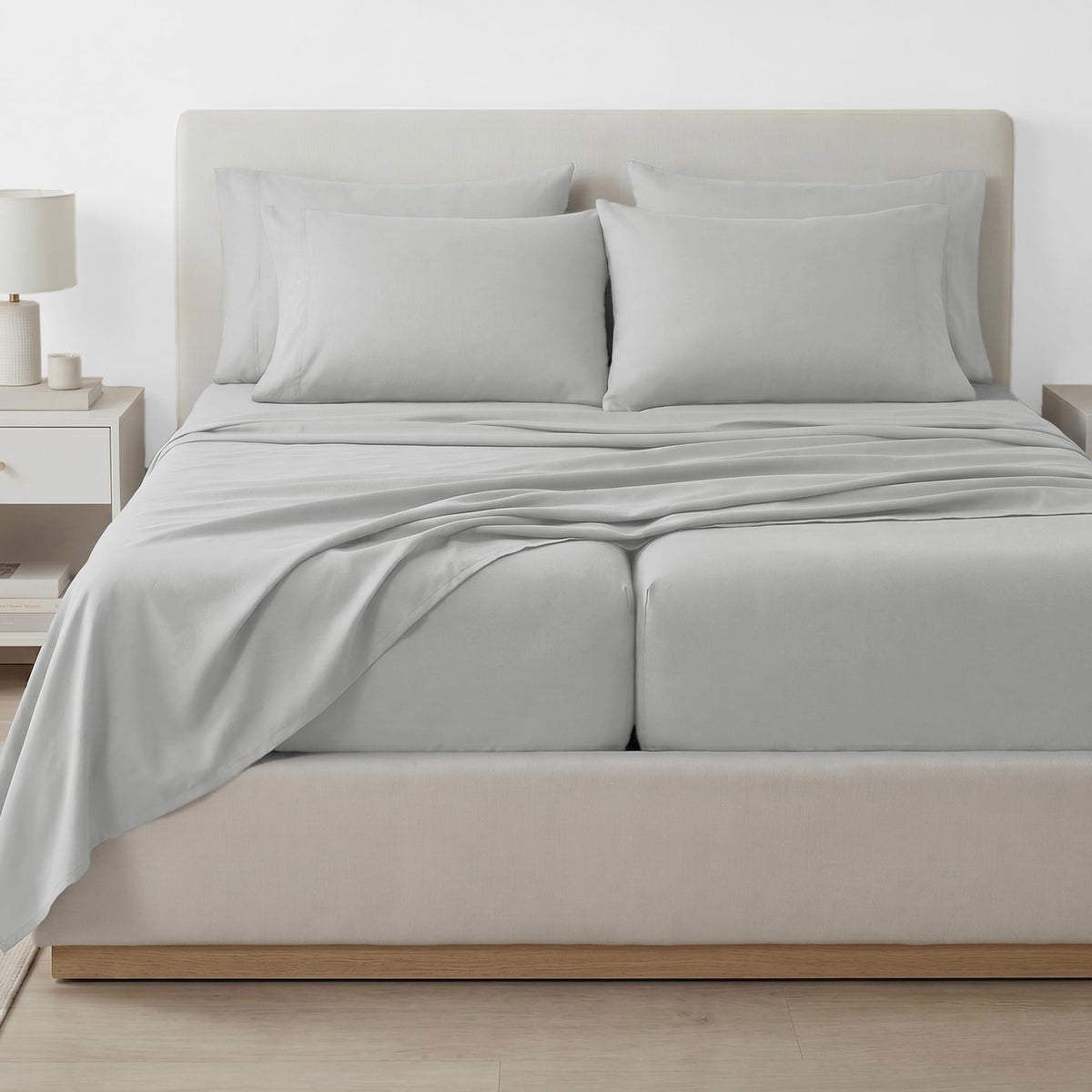 Southshore Fine Living, Inc. 4-Piece, 21-Inch Deep Pocket Twin Sheets Set with Fitted Sheet, Soft Microfiber, Oversized Flat Sheet, 2 Pillow Cases Standard Size, Hotel Collection Twin Bed White Sheets