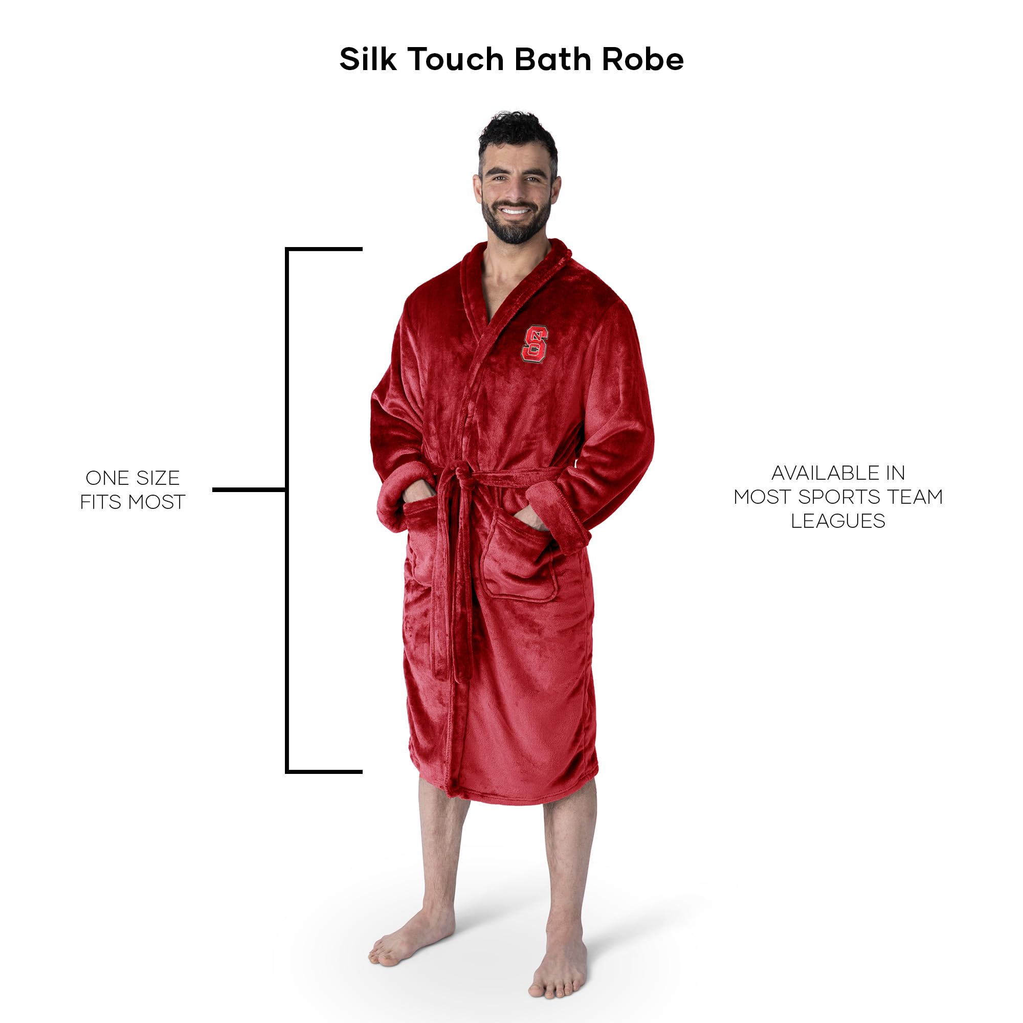 Northwest NCAA Adult Unisex Silk Touch Bathrobe, Officially Licensed Loungewear, Soft Plush Polyester