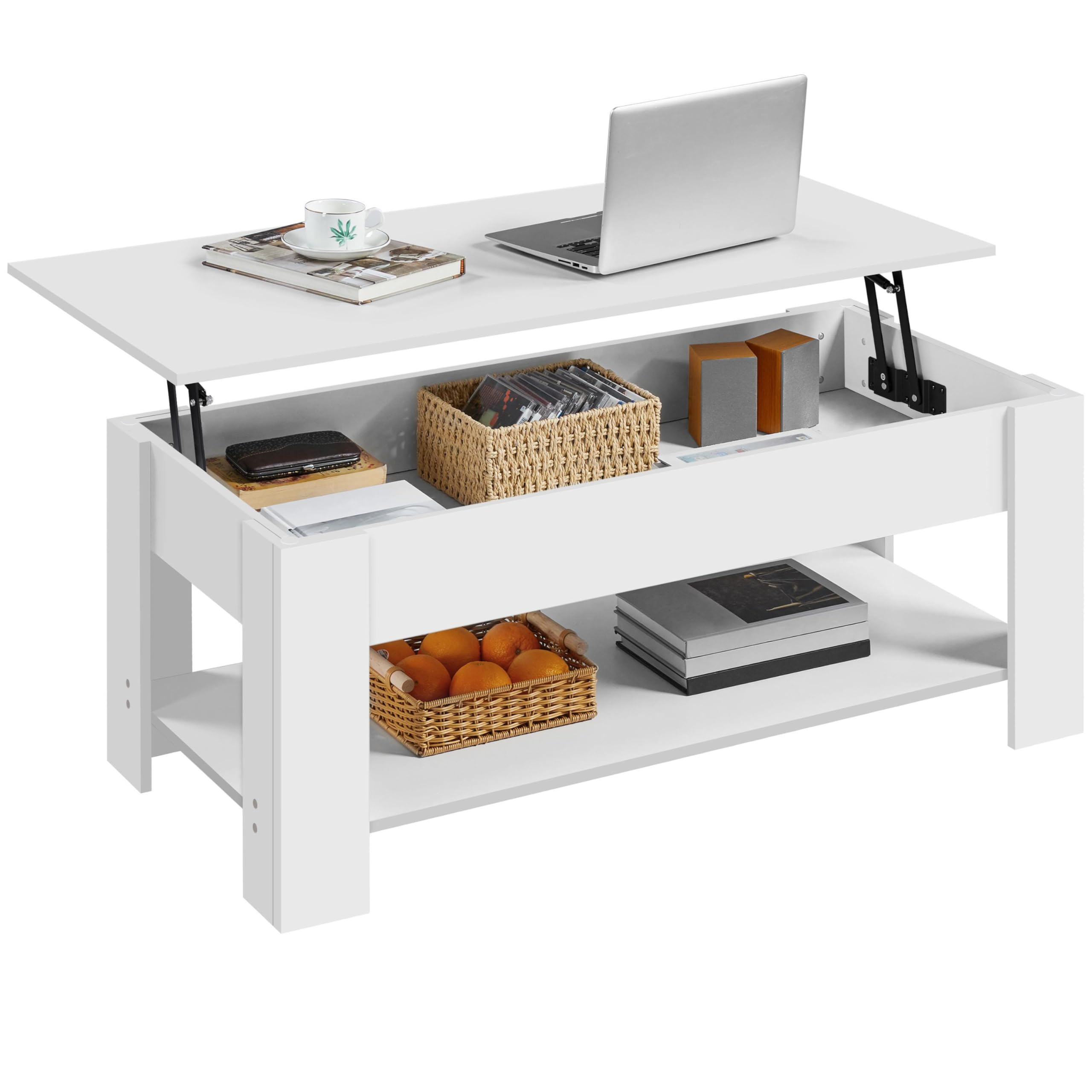 Yaheetech Wooden Coffee Table, Lift Top Coffee Table with Large Hidden Storage Shelf, Lift Tabletop Dining Tables for Living Room, Home Small Space, 38.6in, Black