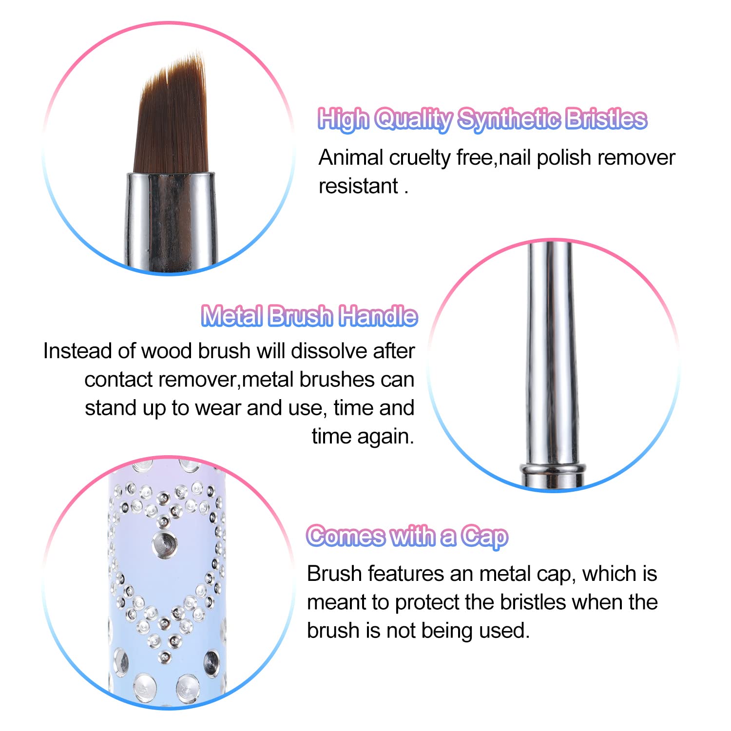 Nail Art Clean Up Brushes,Nail Brushes for Cleaning Polish Mistakes on the Cuticles, Acetone Resistant Nail Brush, Fingernail Cleaning Brushes for Nail Art and Designs (2 Pcs Round&Angled)