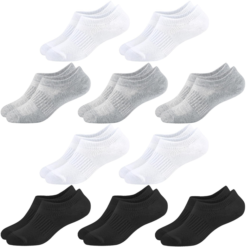 No Show Cotton Socks for Girls and Boys - Low Cut, Breathable, Non-Slip Short Socks for Kids - 5/10 Pairs