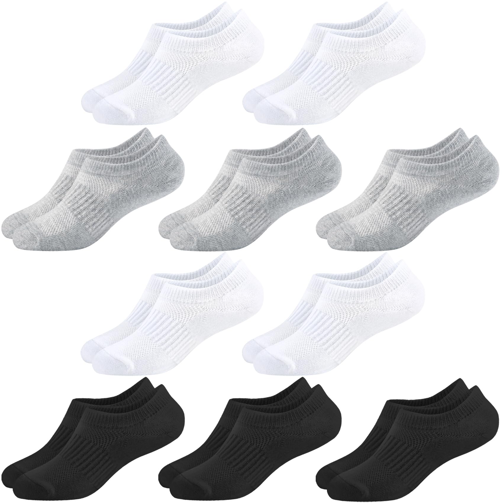 No Show Cotton Socks for Girls and Boys - Low Cut, Breathable, Non-Slip Short Socks for Kids - 5/10 Pairs