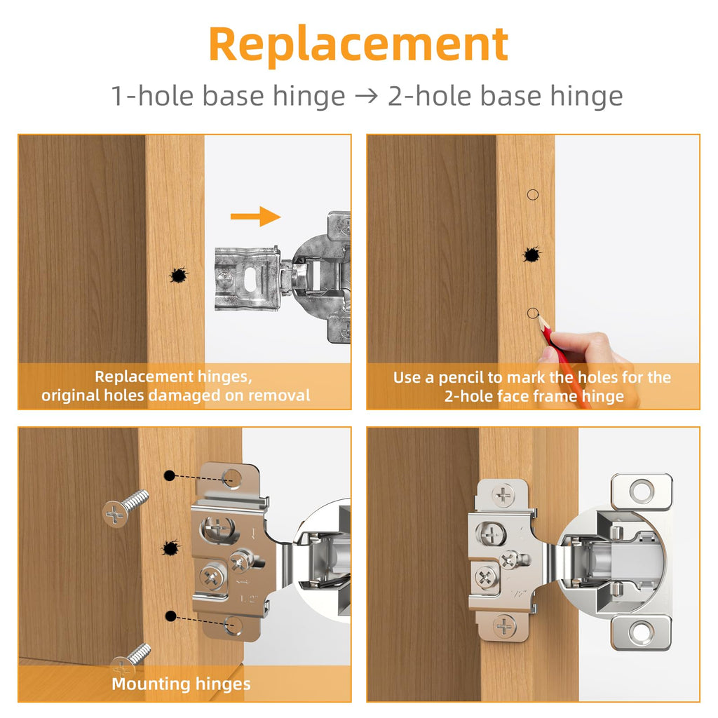 Chibery 2 Pack 1-1/4" Overlay 3D Soft Close Concealed Hinge, Face Frame Door, Small Angle Slow Close, Self Closing Hidden Satin Nickel, 105° Concealed Stainless Steel Hinges for Kitchen Cabinet Door