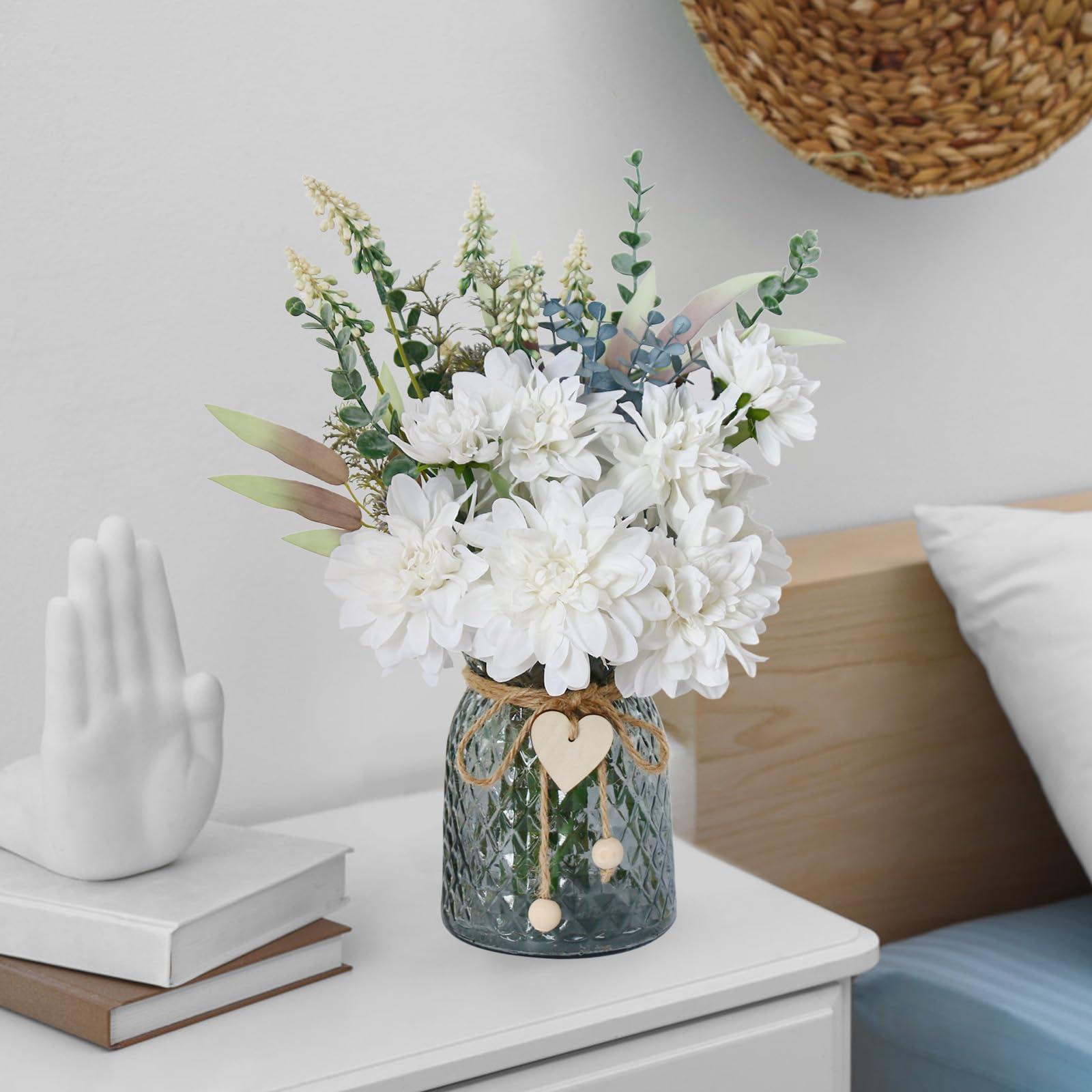Leftover Fake Flowers in Vase,Faux Flowers in Vase,Table Centerpieces for Dining Room,Flower Centerpieces for Tables,Artificial Flowers,Kitchen Decor,Coffee Table Decor