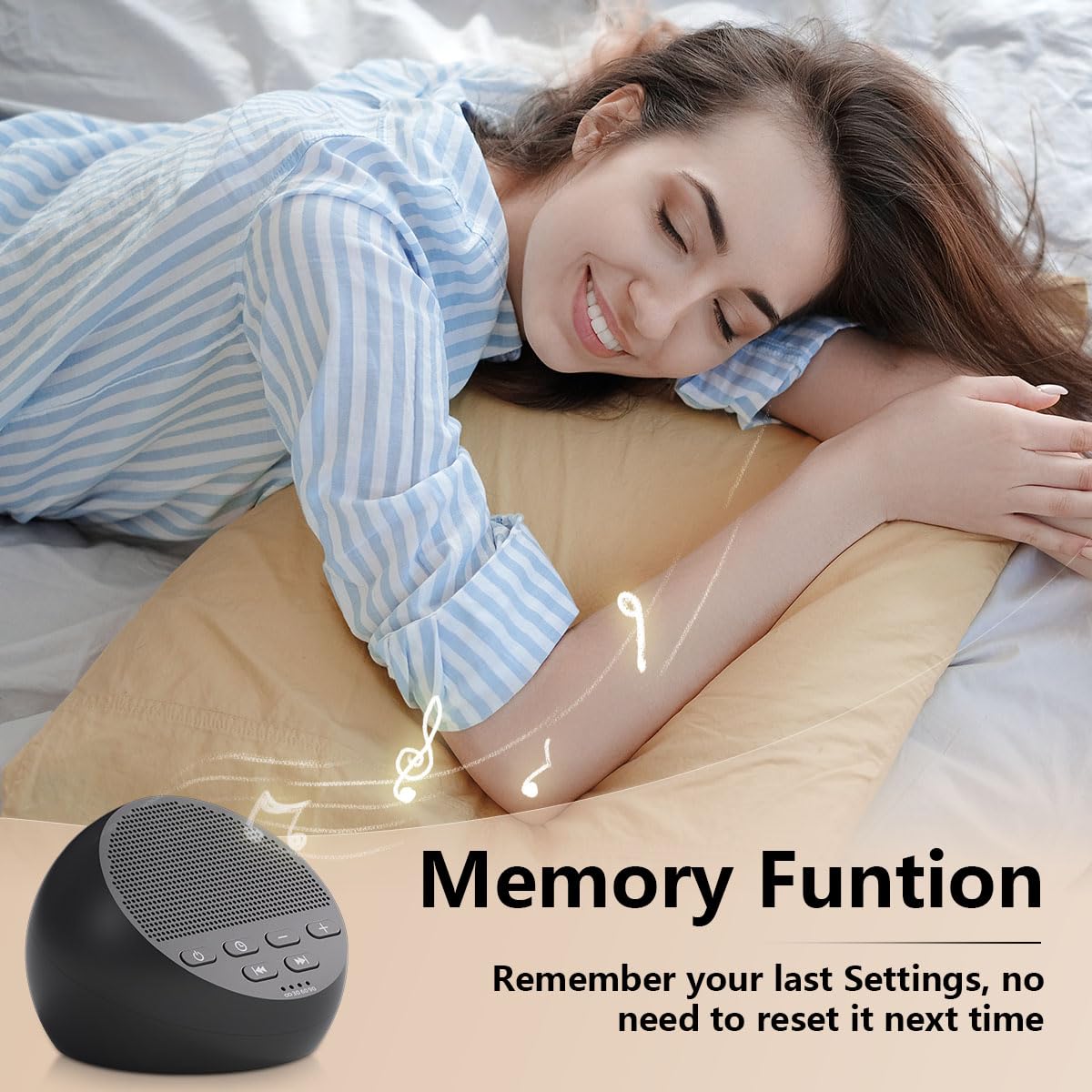 Brown Noise Sound Machine White Noise Machine Nonstop 30 Soothing Sounds Sound Therapy for Baby Kids Adults Sleep Machine 36-Level Vol Auto-Off Timer Memory Function for Home Travel Office
