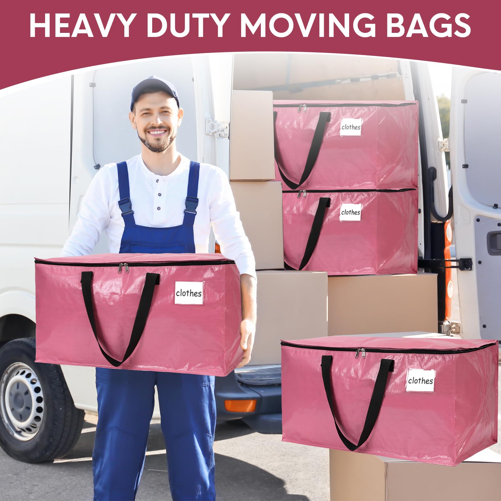 2-Pack Extra-Large Heavy-Duty Storage Totes with Reinforced Handles, Durable Zippers & Waterproof Material — Perfect for Space-Saving, Moving, Shipping and Travel (Black)