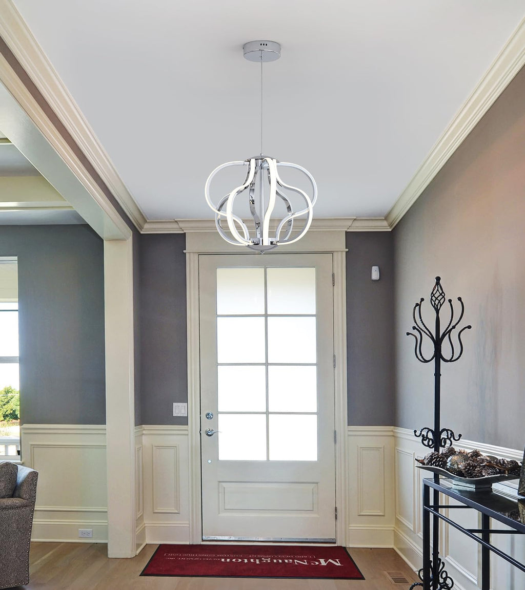 Modern Gold LED Chandelier with Remote Control, Dimmable LED Chandelier with 3 Color Temperature,8 Lights Hanging Pendant Lights for Dining Room Foyer Entryway Kitchen Living Room