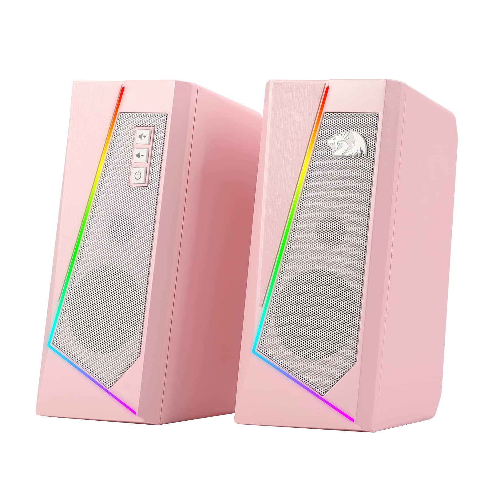 Redragon GS520 RGB Desktop Speakers, 2.0 Channel PC Computer Stereo Speaker with 6 Colorful LED Modes, Enhanced Sound and Easy-Access Volume Control, USB Powered w/ 3.5mm Cable