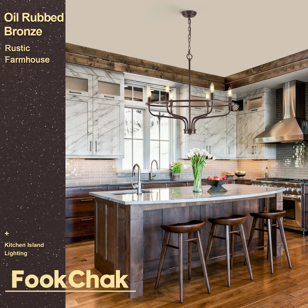 Black Chandelier 6-Light Dining Room Chandelier Kitchen Chandeliers Over Table Round Living Room Chandelier Light Fixture for Bedroom, Kitchen, Foyer