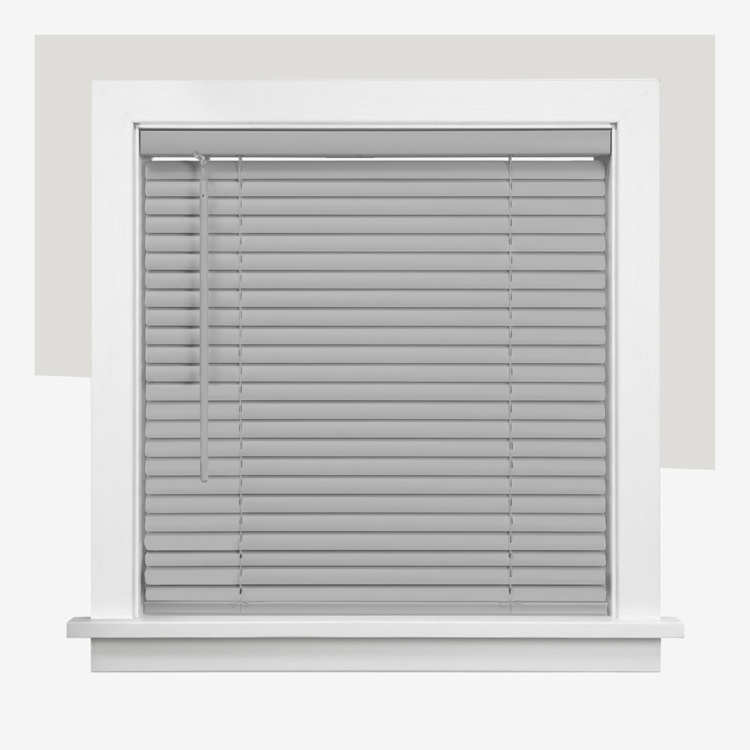 CHICOLOGY Cordless Mini Blinds for Indoor Windows, 12" W x 36" H, Gray Vinyl 1" Slats with Tilt Wand, Light Filtering to Room Darkening, Moisture-Resistant, Child-Safe, Screw-Mount Installation
