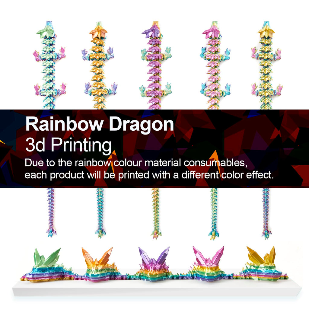24" Large 3D Printed Dragon - Huge Articulated Crystal Dragon Fidget Toy, Giant Flexible 3D Dragon Figure, Birthday Gift for Boys Girls Kids & Collectors, Home Office Executive Desk Decor