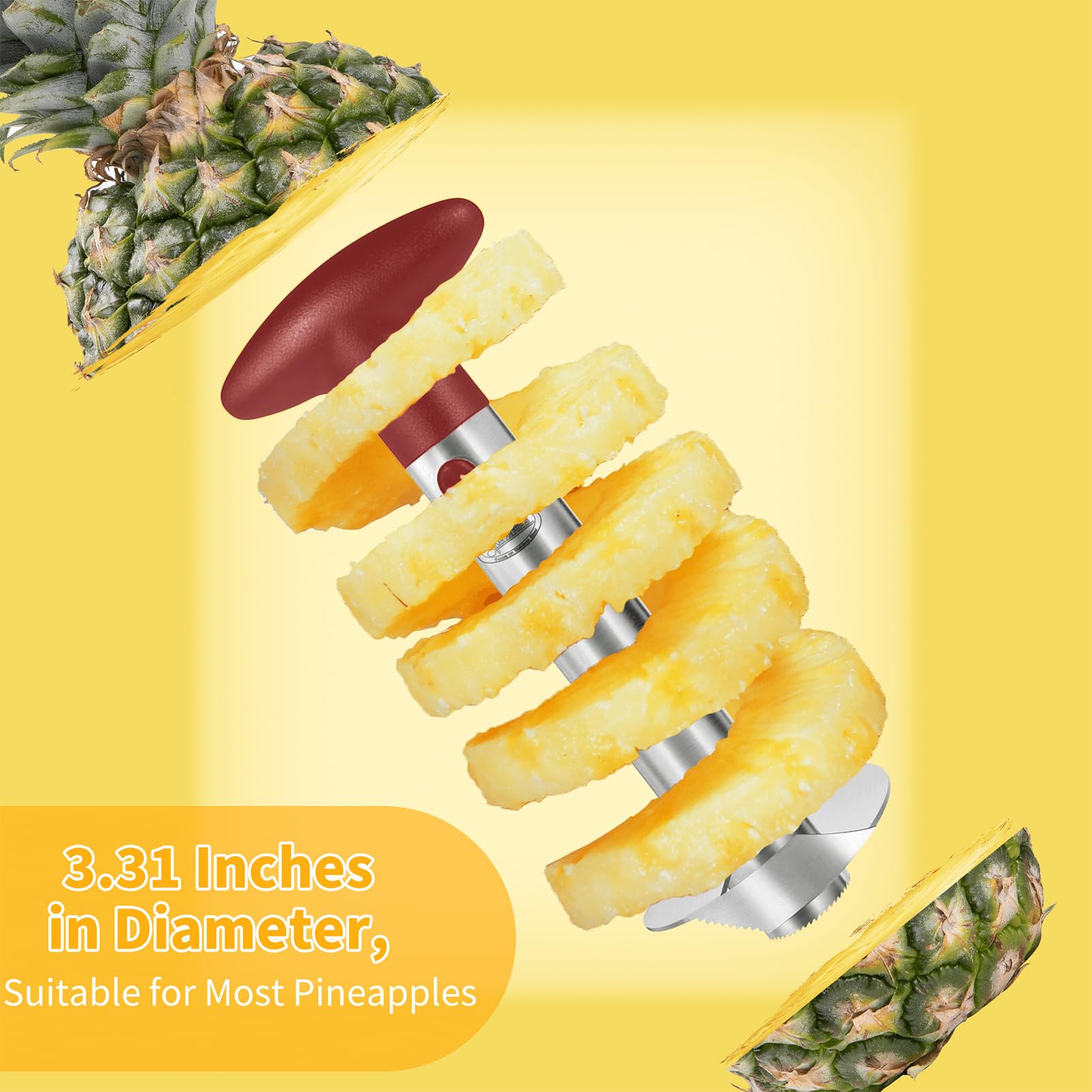Pineapple Corer, [Upgraded, Reinforced, Thicker Blade] Newness Premium Pineapple Corer Remover, Stainless Steel Pineapple Core Remover Tool for Home & Kitchen with Sharp Blade for Diced Fruit Rings