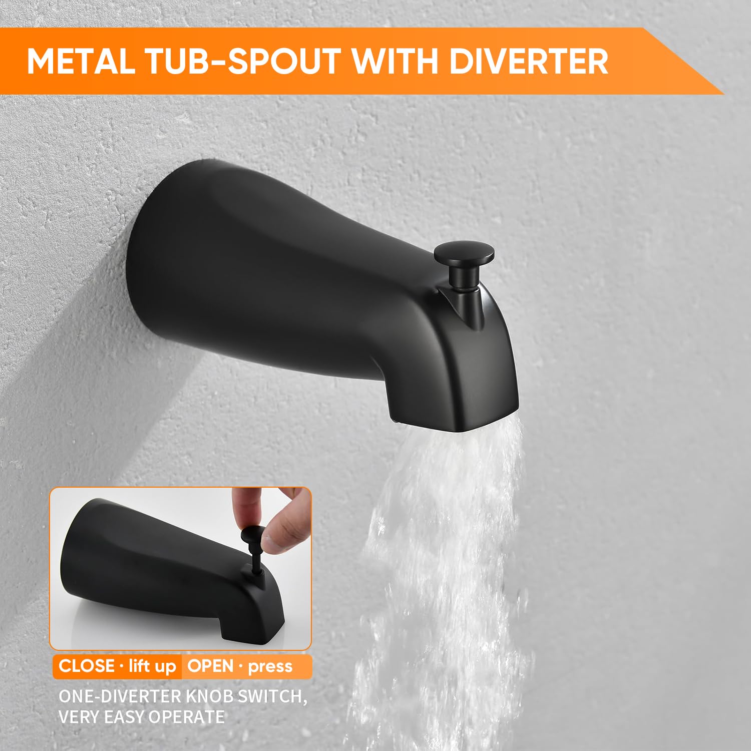 Gold Brushed Tub Shower Faucet Set With 8" Shower Head & Spout