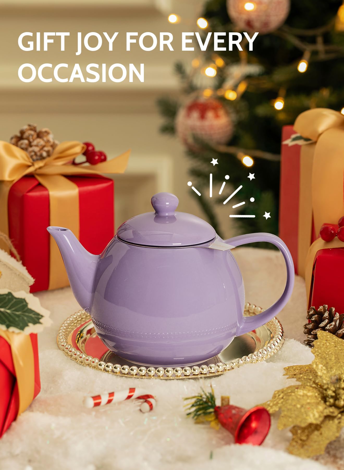 Sweese Porcelain Teapot 27 oz with Infuser for Loose Leaf Tea, Bluish Grey