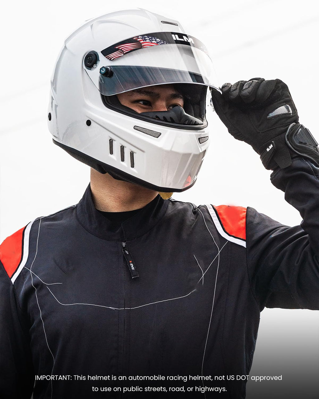 ILM Snell SA2025 Full Face Auto Racing Helmets Lightweight Fiberglass for Adult Men and Women Model 890