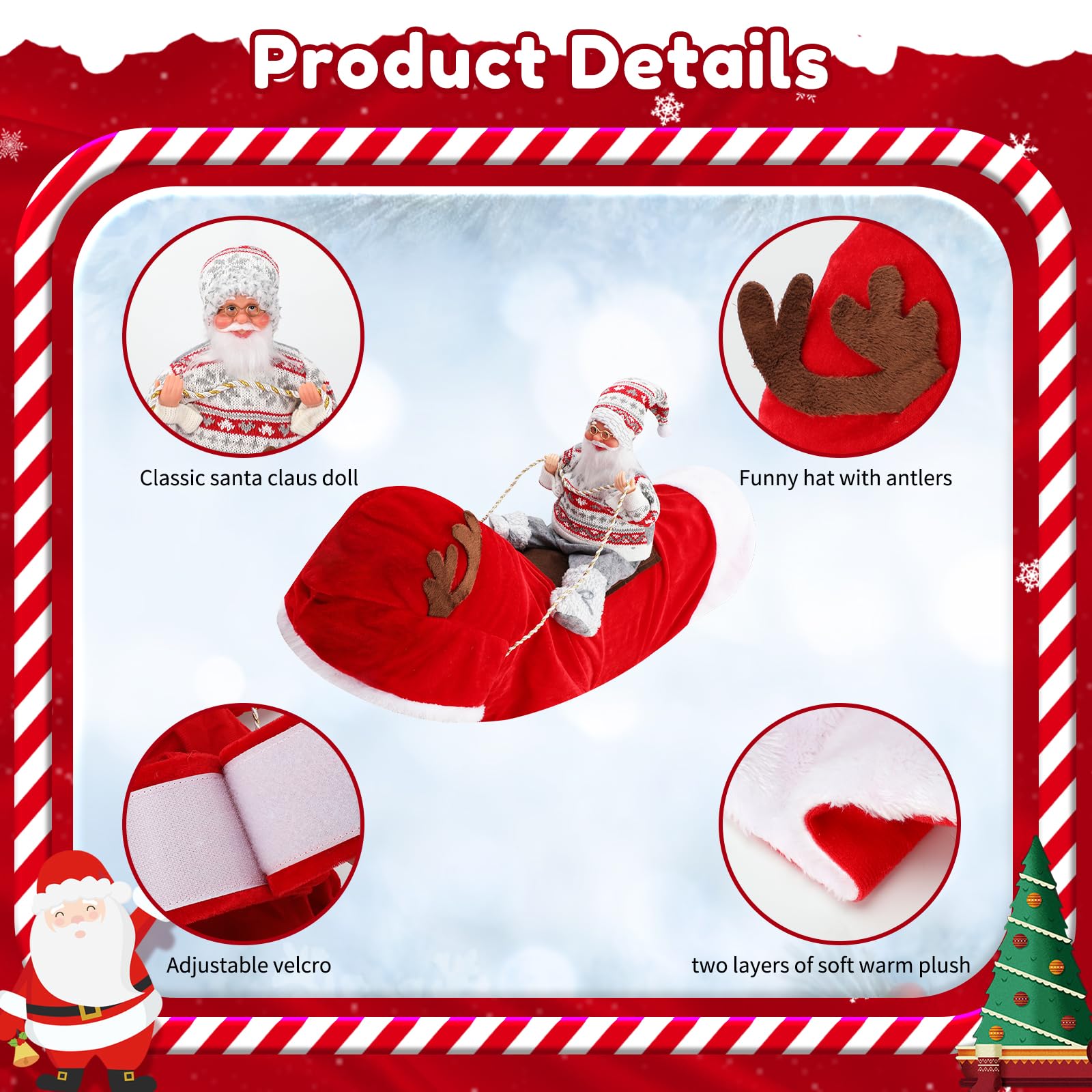 BWOGUE Santa Dog Costume Christmas Pet Clothes Santa Claus Riding Pet Cosplay Costumes Party Dressing up Dogs Cats Outfit for Small Medium Large Dogs Cats