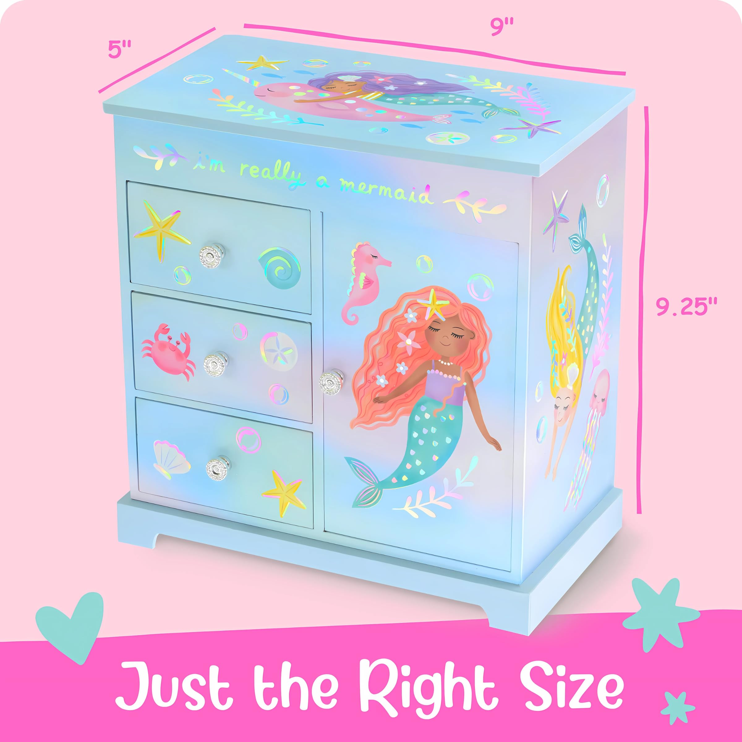 Giggle & Honey® Unicorn Musical Jewelry Box for Girls Unicorn Toys for Girls Age 4-6 Kids Jewelry Box with Drawers