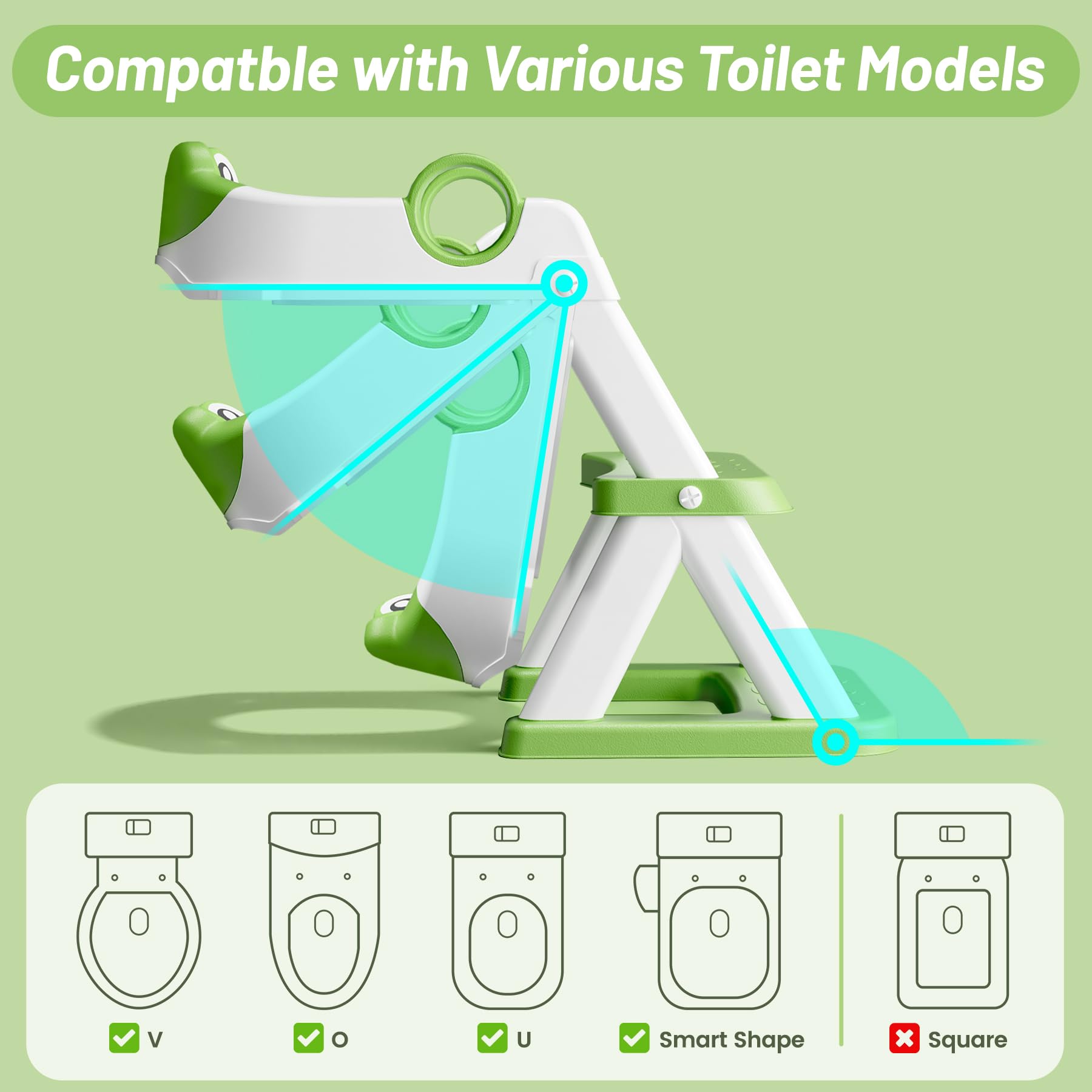 Potty Training Seat, Upgrade Toddler Toilet Seat for Kids Boys Girls, 2 in 1 Potty Training Toilet, Splash Guard Anti-Slip Pad Step Stool(Blue)