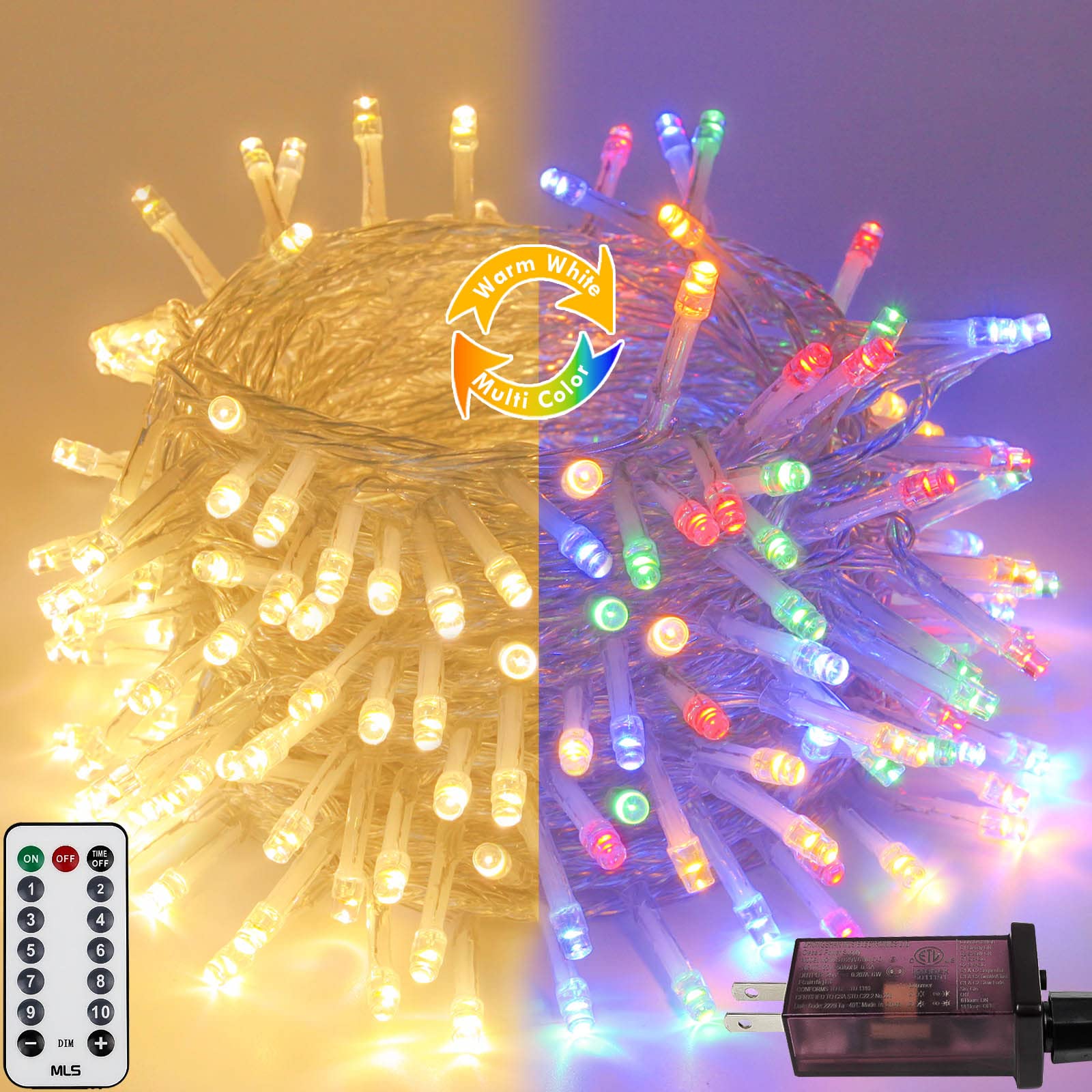 Connectable 100 LED String Lights Indoor Outdoor, 33FT Warm White Christmas Lights Waterproof, 13 Modes with Timer, Twinkle Fairy Lights Plug in Clear Wire for Christmas Tree, Bedroom, Classroom Decor