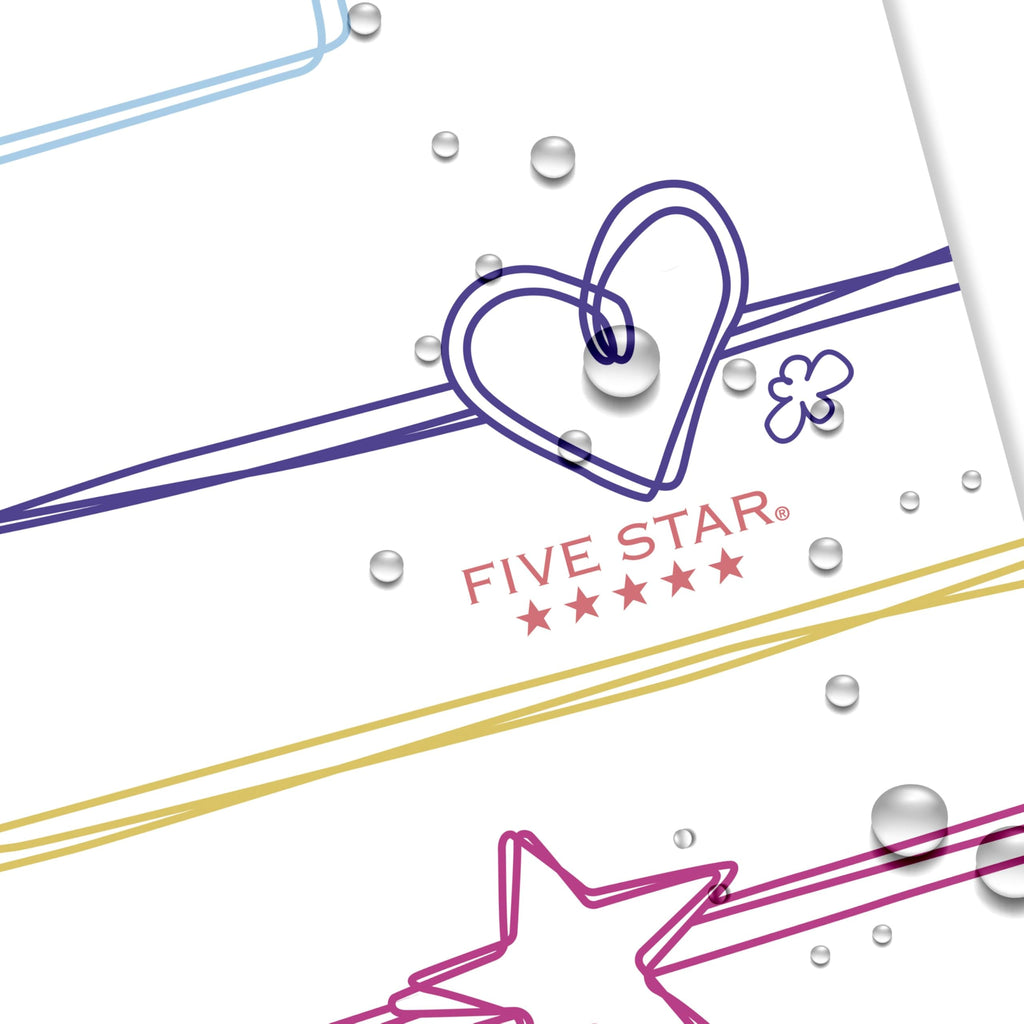 Five Star Spiral Notebook + Study App, 2 Pack, 1 Subject, Wide Ruled, 8" x 10-1/2", 80 Sheets, Fights Ink Bleed, Water Resistant Cover, Pastel Waves and Brush Strokes (930210F-ECM)