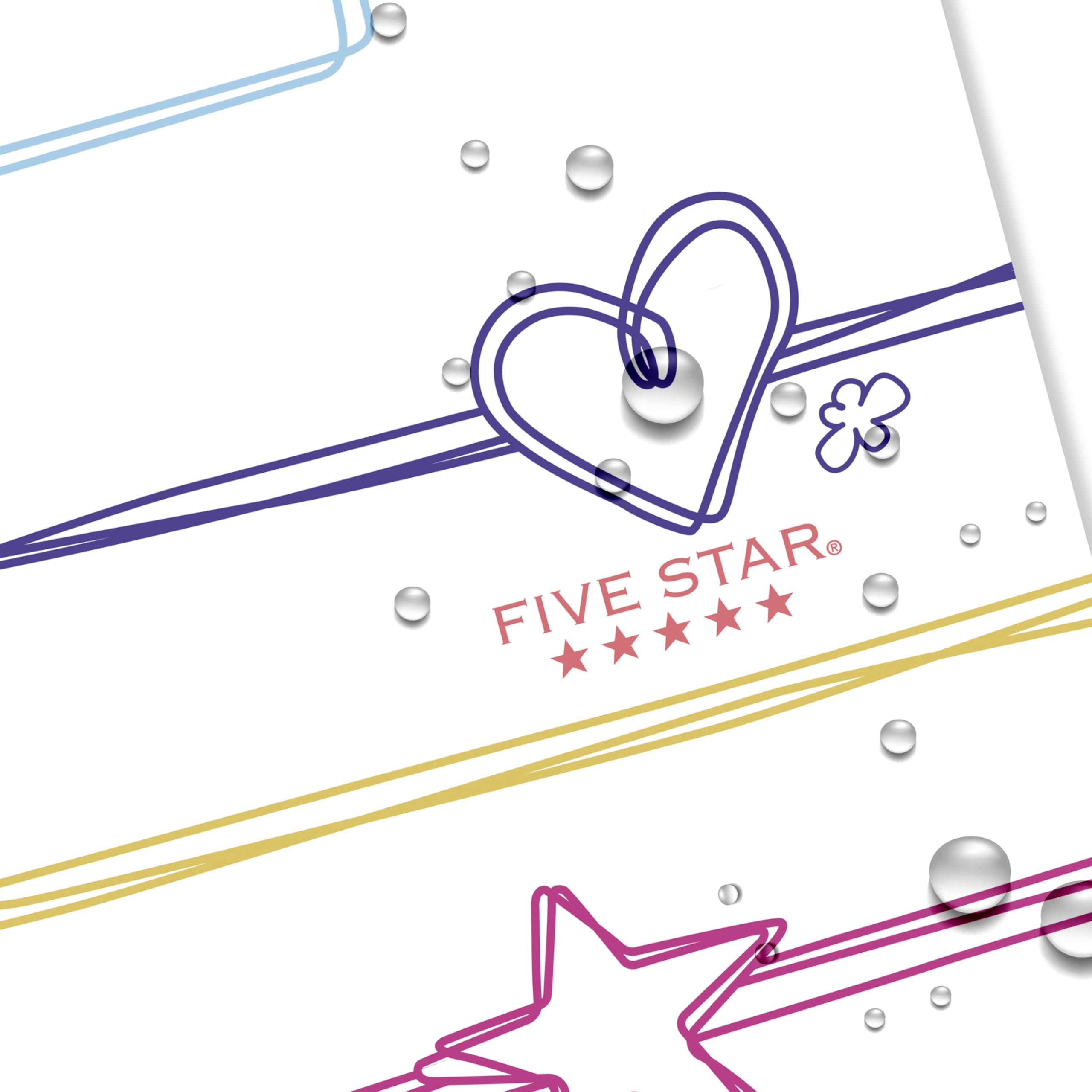 Five Star Spiral Notebook + Study App, 2 Pack, 1 Subject, Wide Ruled, 8" x 10-1/2", 80 Sheets, Fights Ink Bleed, Water Resistant Cover, Pastel Waves and Brush Strokes (930210F-ECM)