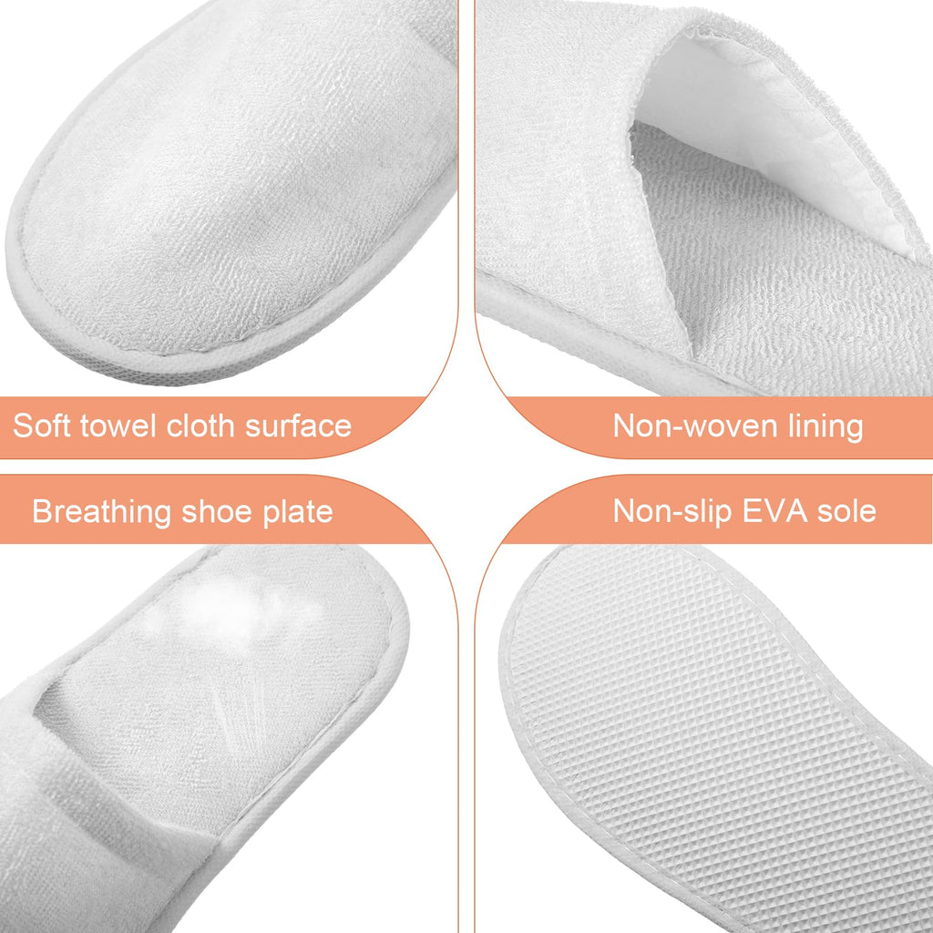 Geyoga 24 Pairs Disposable Slippers for Guests Bulk 2 Size Cotton Soft Spa Hotel House Slippers for Women Men Wedding Party Shoeless Home Indoor Travel
