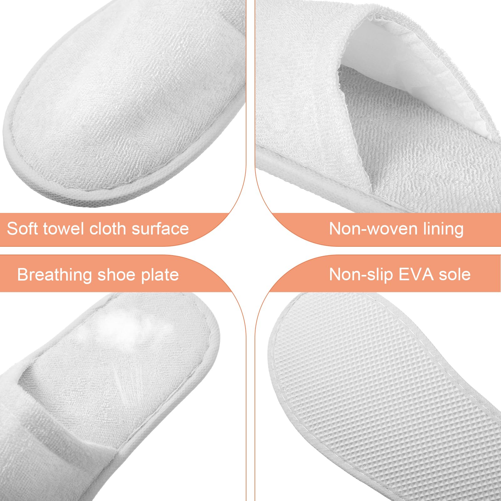 Geyoga 24 Pairs Disposable Slippers for Guests Bulk 2 Size Cotton Soft Spa Hotel House Slippers for Women Men Wedding Party Shoeless Home Indoor Travel