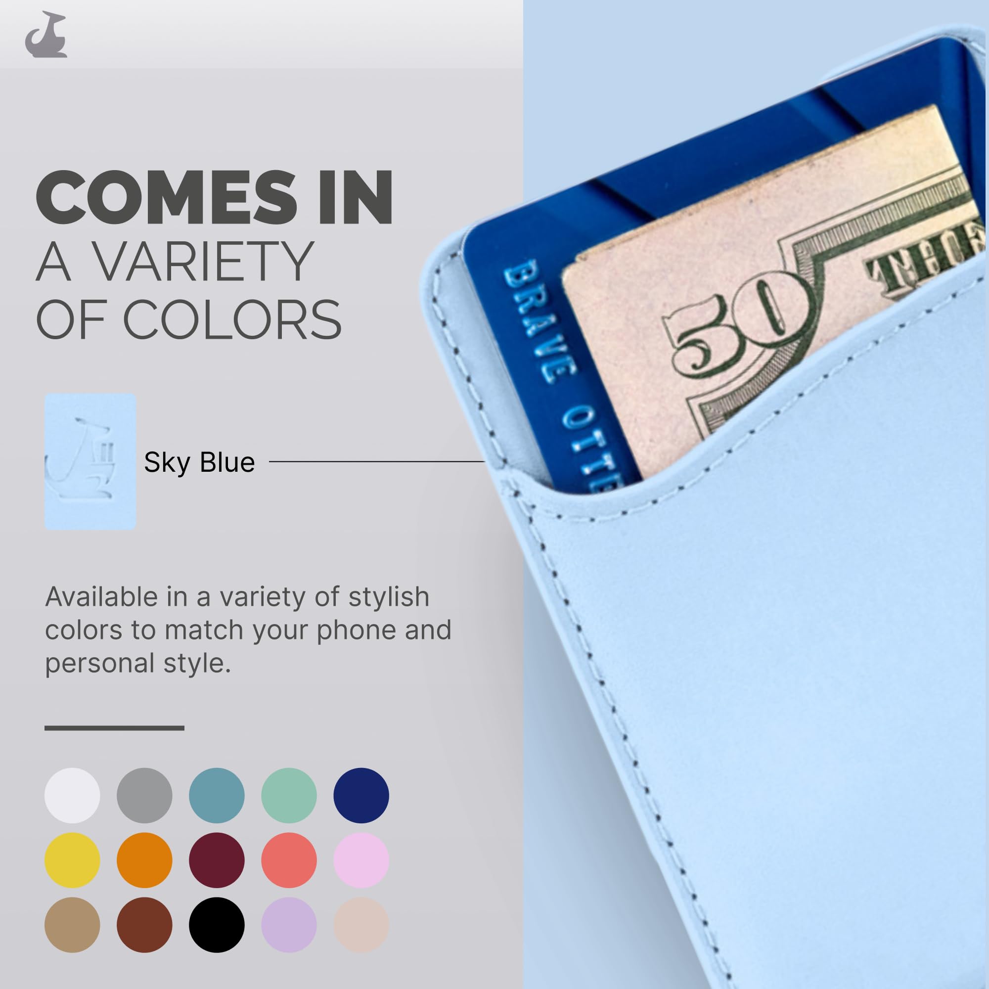 Wallaroo Premium Leather Cell Phone Wallet Stick On - Android and iPhone Wallet and Card Holder for Women and Men - Durable with Non-Slip Lining Secures Up to 3 Cards