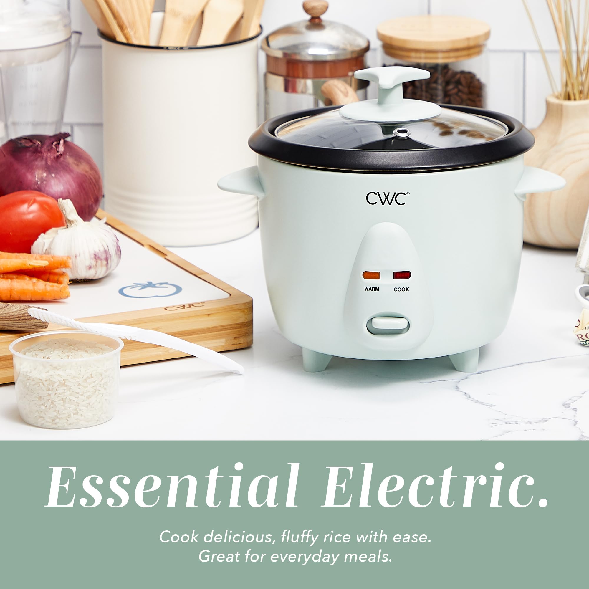 COOK WITH COLOR 6 Cup Rice Cooker 300W - Effortless Cooking and Perfectly, Cooks 3 Cups of Raw Rice for 6 Cups of Cooked Rice, Floral Blue