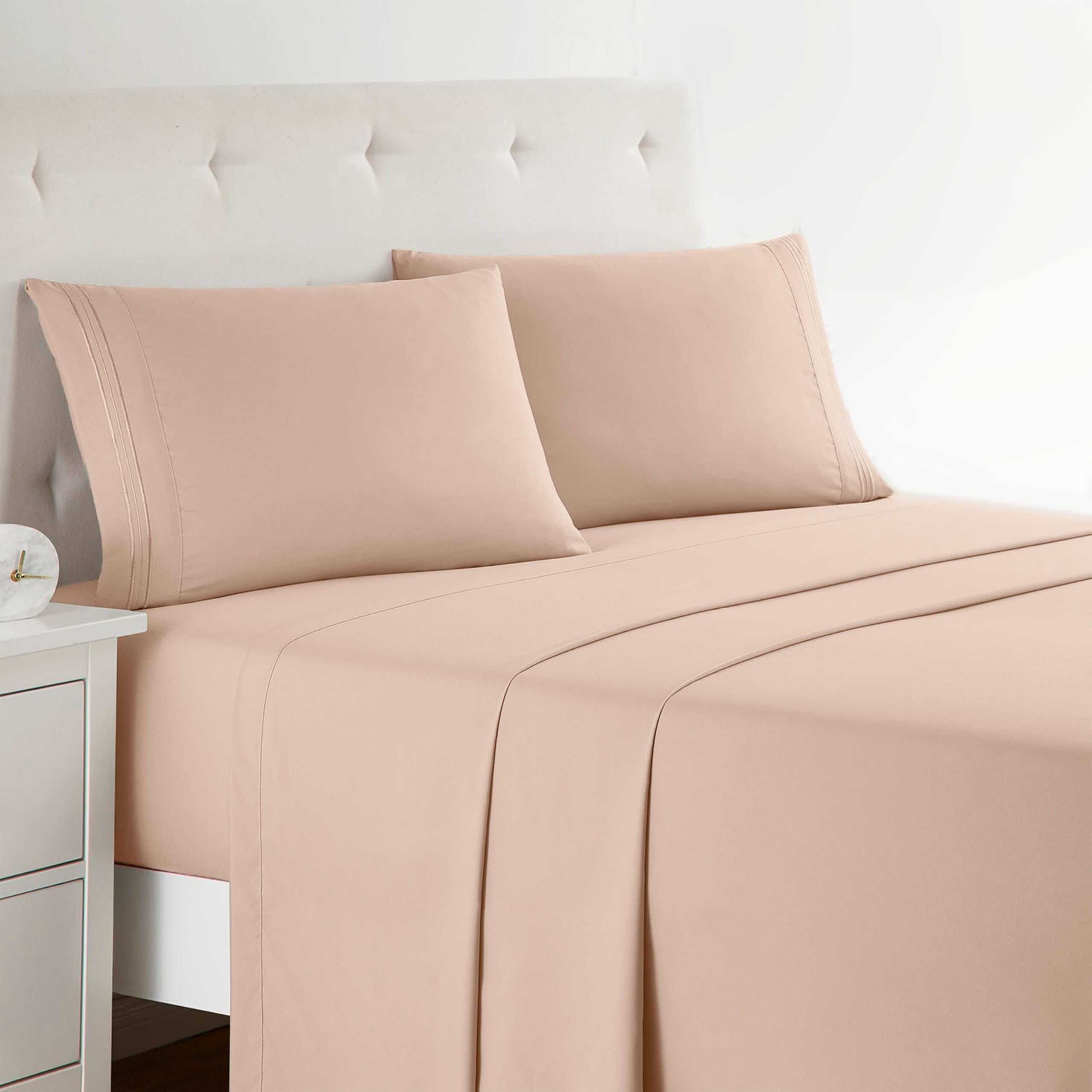 Clara Clark Bed Sheets, Premier 1800 Series 4 Piece Bed Sheet Set, Deep Pocket, Wrinkle, Fade, Stain Resistant, Luxury Soft Bedding Sheets & Pillowcases, Twin, Beach Blue